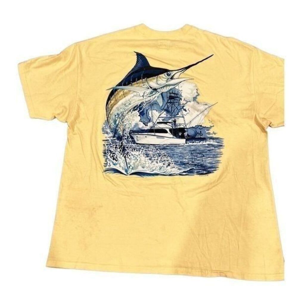 Guy Harvey Vintage Guy Harvey Marlin Boat blue-Print Yellow Tee Size US XL / EU 56 / 4 - 3 Thumbnail