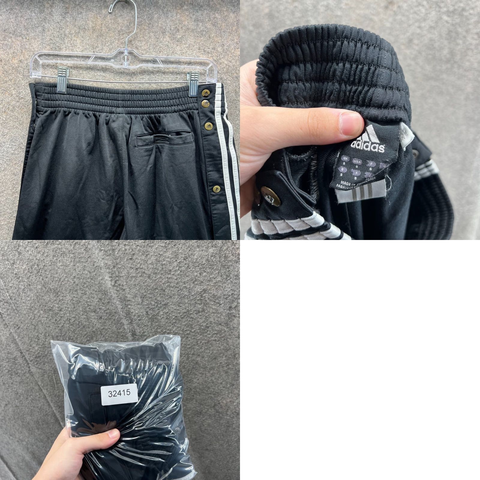 Adidas Vintage adidas Track Pants Mens Small Black Tearaway Snap 3-Stripes Tricot Pants Mens Small Black Tearaway Track Pants adidas Originals Size US 29 - 8 Thumbnail