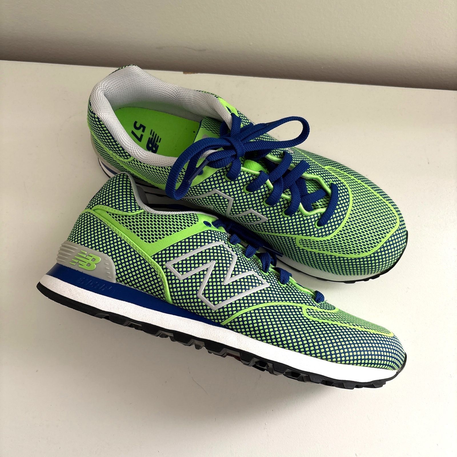 New Balance 574 Woven Green Blue Men's Tennis Shoes 9