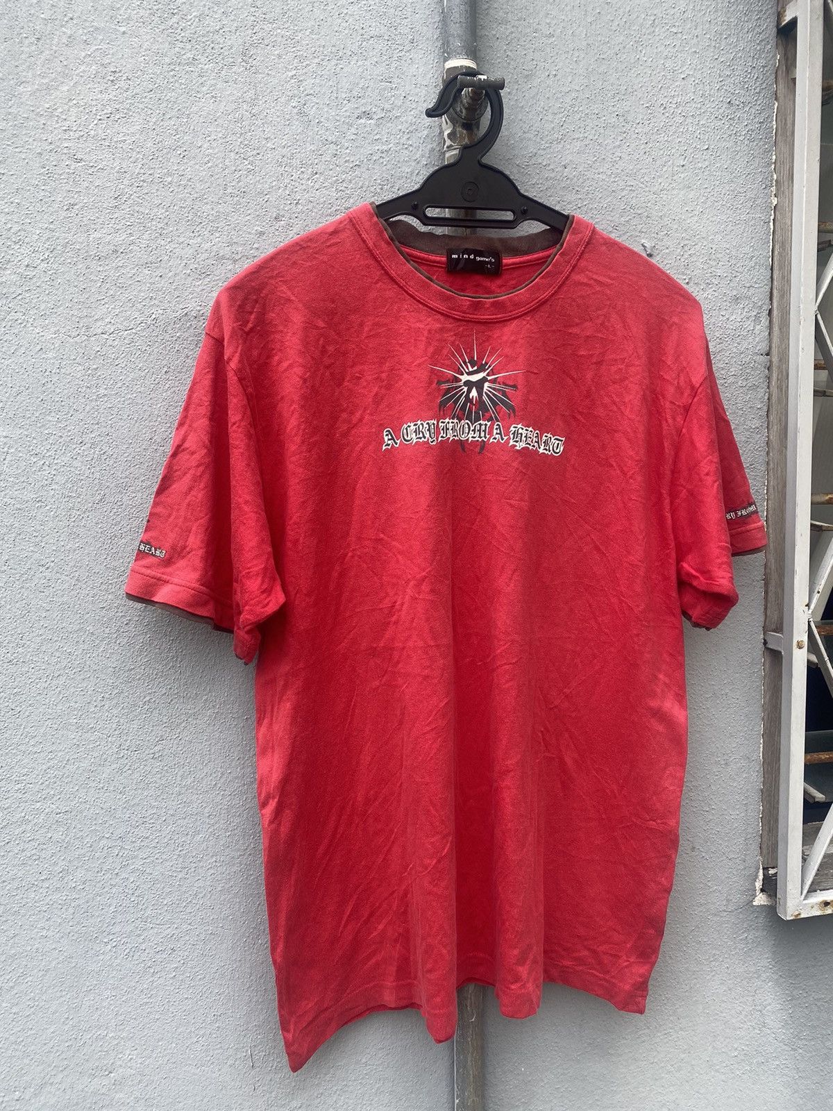 14th Addiction × Affliction × Japanese Brand Vintage y2k Mind Games Tribal Poem Double Layer Tshirt Size US L / EU 52-54 / 3 - 7 Thumbnail