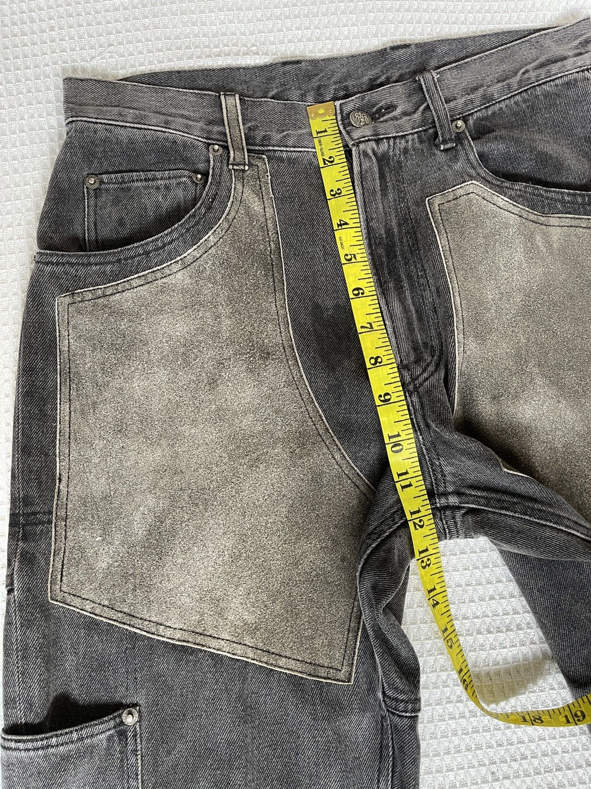 PPFM Vintage’90s🔥PPFM🔥Double Knee Leather Part CowHide Jeans Size US 31 - 10 Thumbnail