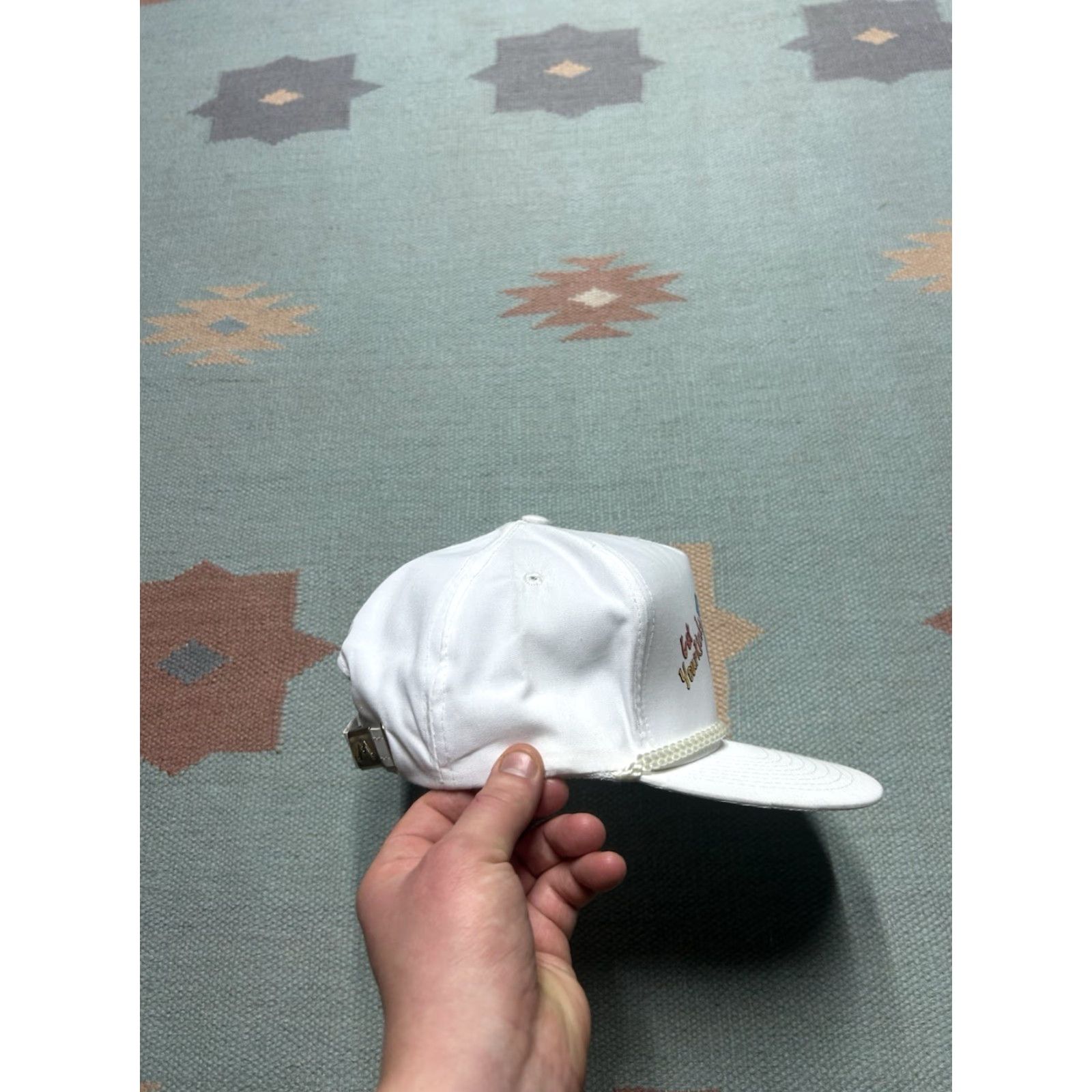 Vintage VINTAGE 90s Strapback Hat Cap White Adjustable Unbranded Men Route 66 Get Your Kicks on Route 66 Mens Size ONE SIZE - 8 Thumbnail