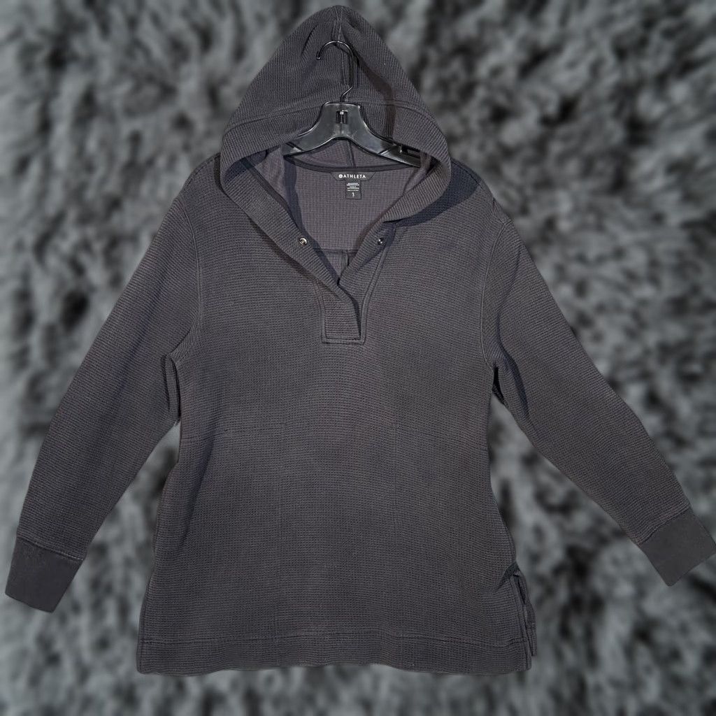 Athleta Athleta Hoodie Women’s Gray Coaster Luxe Waffle Pullover Sweatshirt S Small Button Accents Activewear Regular Fit Jacket? Size S / US 4 / IT 40 - 1 Thumbnail