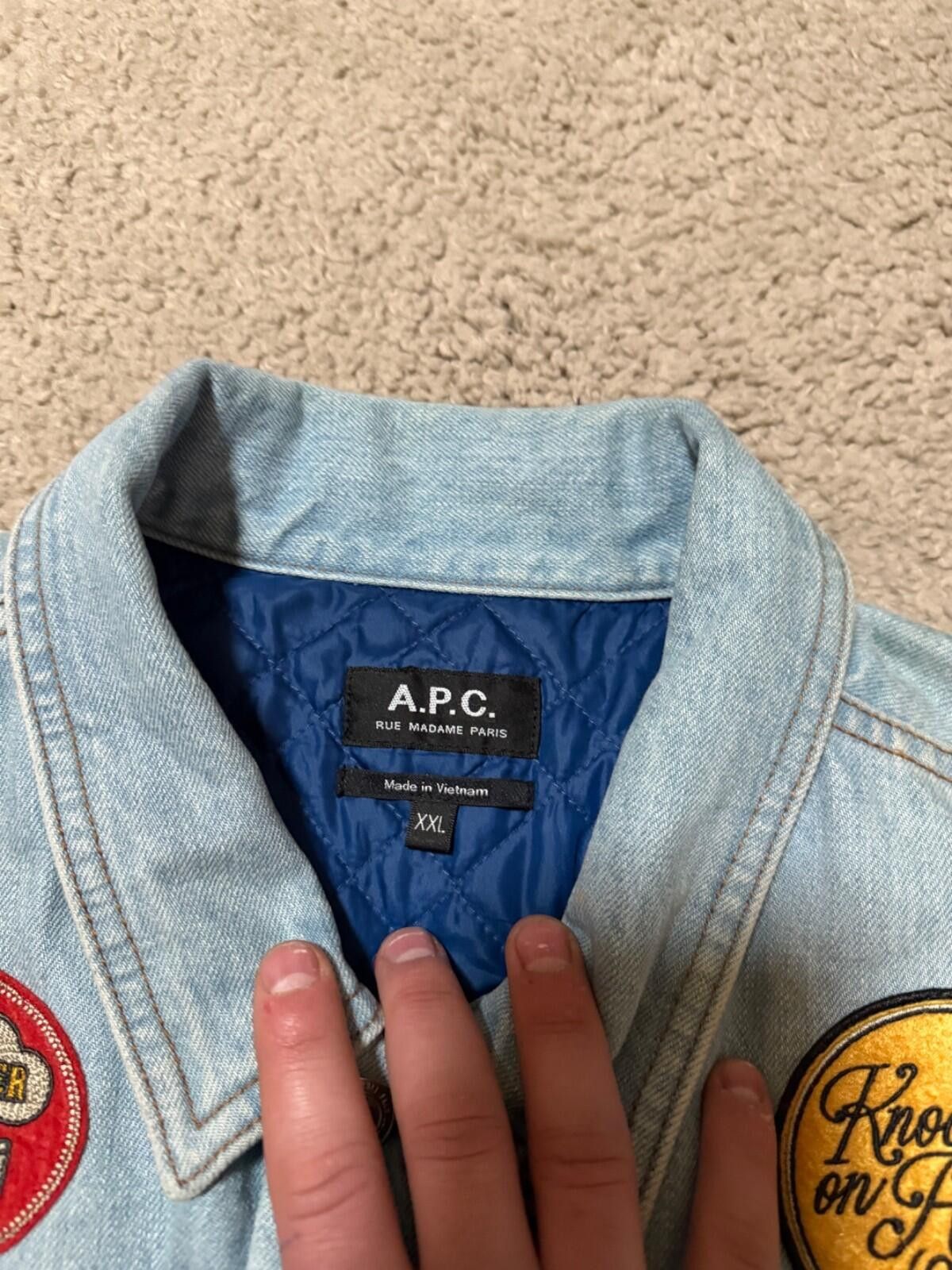 A.P.C. A.P.C. Light Wash Denim Jacket XXL Patch Trucker Jean Jacket Size US XXL / EU 58 / 5 - 6 Thumbnail