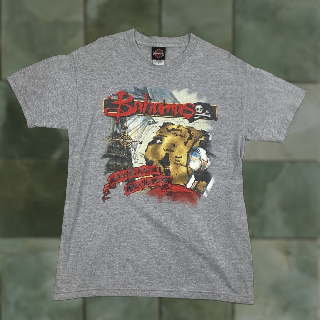 Harley Davidson Harley-Davidson Shirt Adult Medium Gray Bahamas Island Biker Grunge Y2K Tropical Mens M Gray Shirt Size US M / EU 48-50 / 2 - 1 Thumbnail