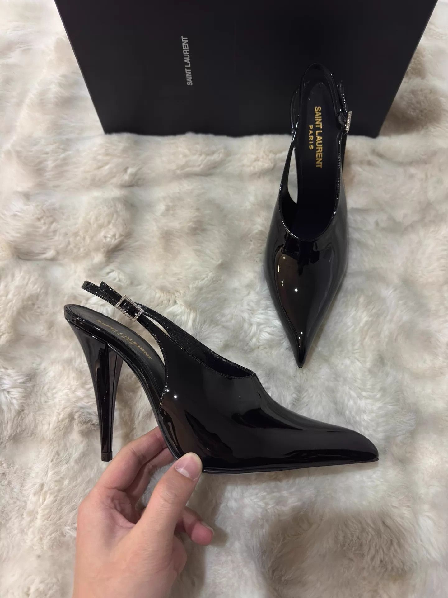 Saint Laurent Paris YSL crystal patent leather heels 38 new Size US 7 / IT 37 - 2 Thumbnail