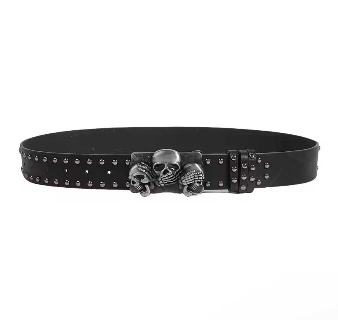 Japanese Brand Unisex Trendy Gothic Punk Skulls Buckle Belt Size 32 - 4 Thumbnail