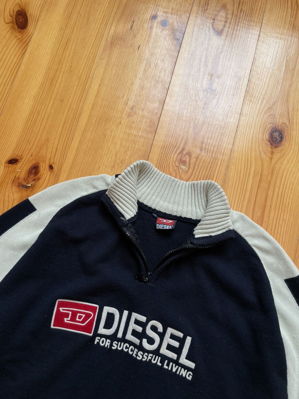 Diesel VINTAGE DIESEL BIG LOGO AVANT GARDE Y2K 1/4 ZIP UP SWEATER Size US XL / EU 56 / 4 - 6 Thumbnail