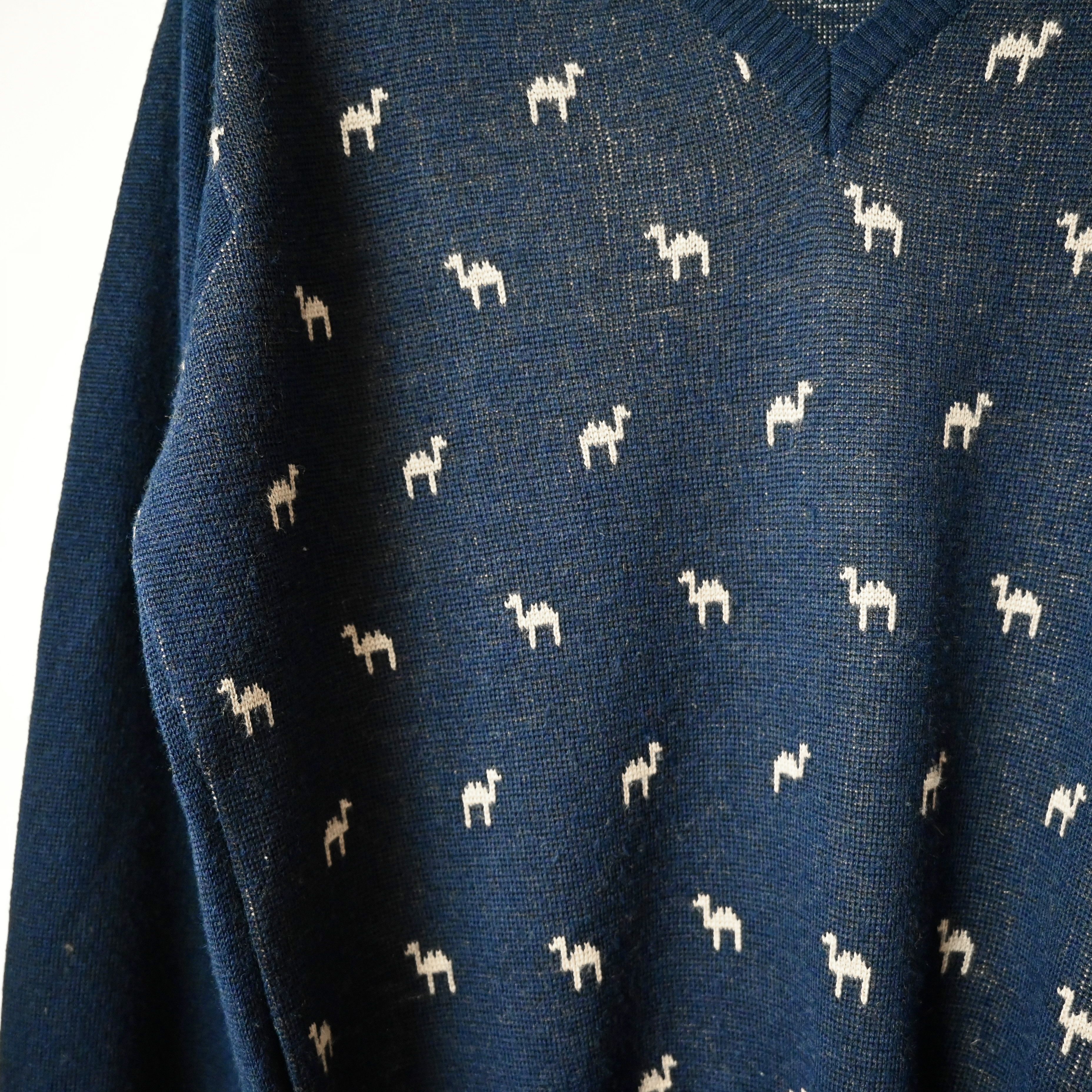 Vintage VTG 1980s Maas Bros camel jacquard sweater made in Italy Size US L / EU 52-54 / 3 - 7 Thumbnail