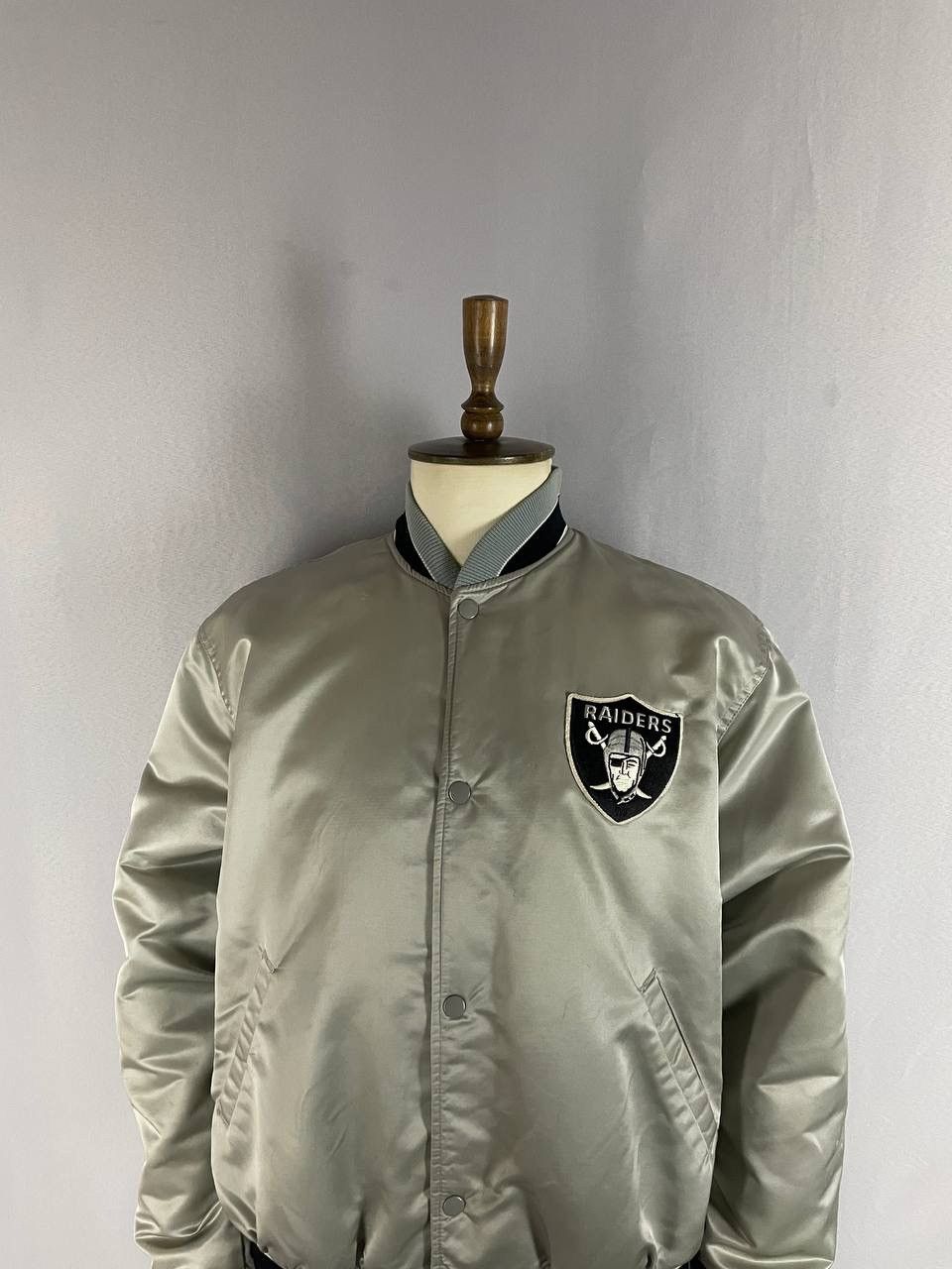 Starter Starter Raiders Vintage Bomber Jacket 1990s Grey Size US XL / EU 56 / 4 - 2 Thumbnail
