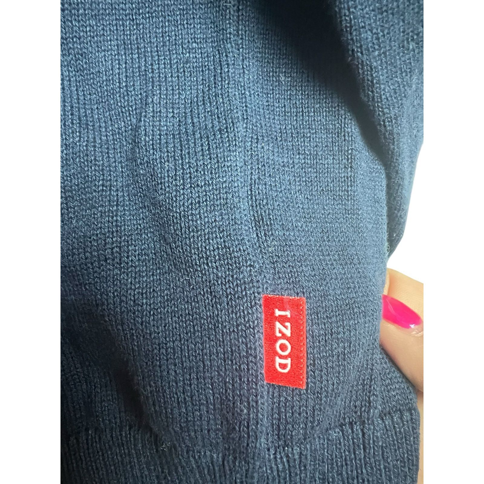 Izod Izod Navy Blue V-Neck Cotton Long Sleeve Sweater Men's Large Size US L / EU 52-54 / 3 - 5 Thumbnail