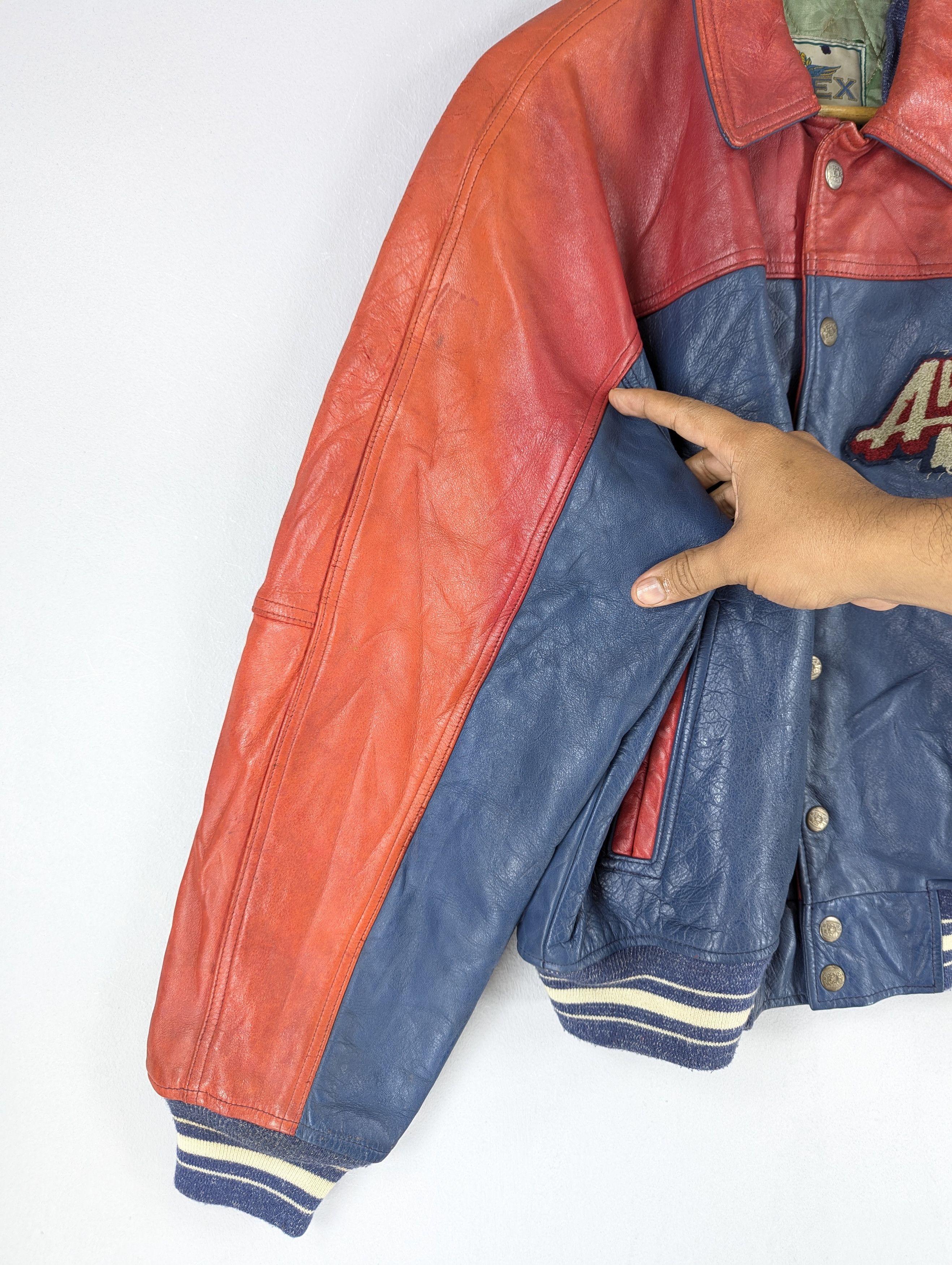 Vintage 90s Avirex Hockey League Varsity Leather Jacket