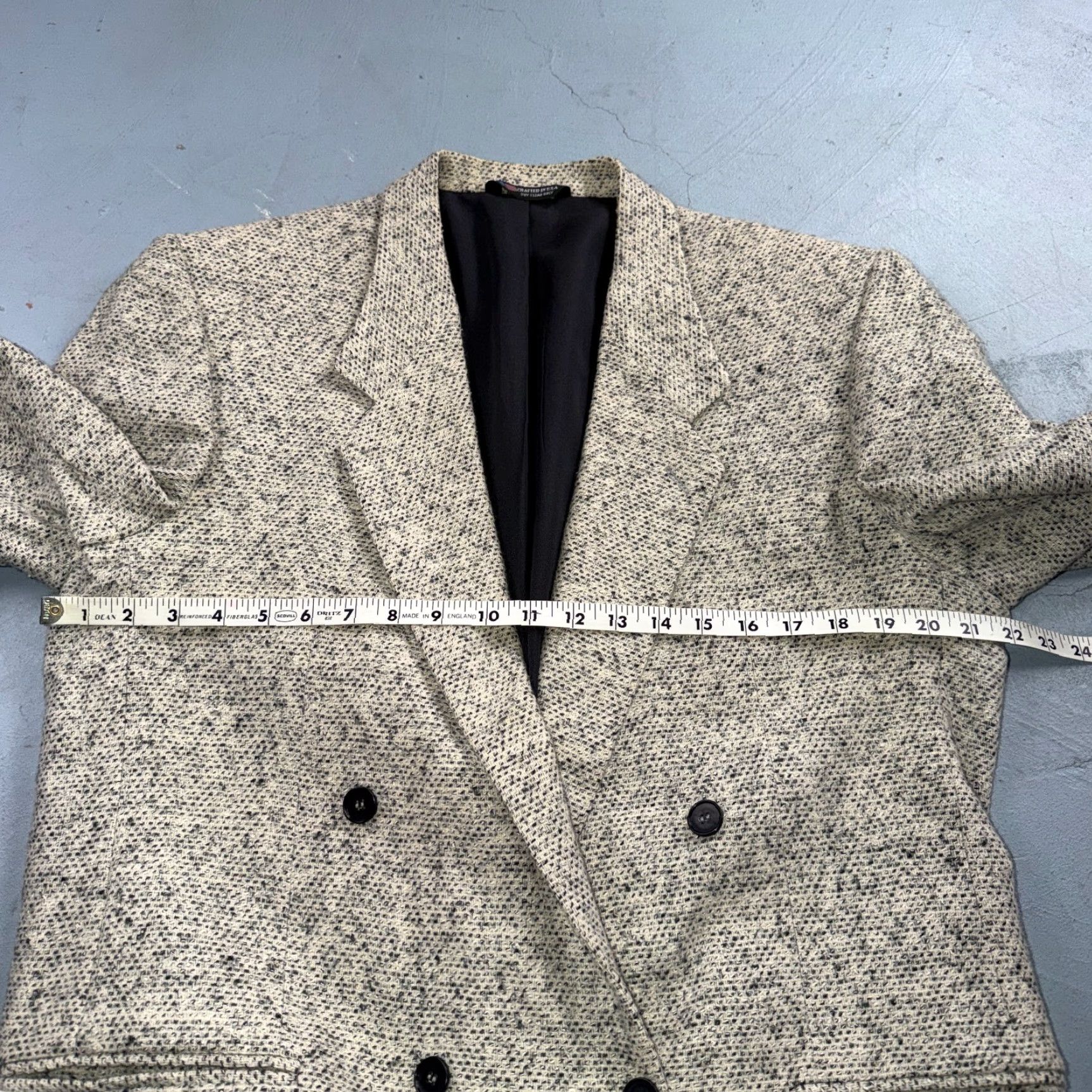 Doublet VINTAGE Shyrocks Blazer Coat Mens 42 Wool Tweed Single-Breasted Notch Lapel 2-Button 80s Gray Size 42R - 6 Thumbnail