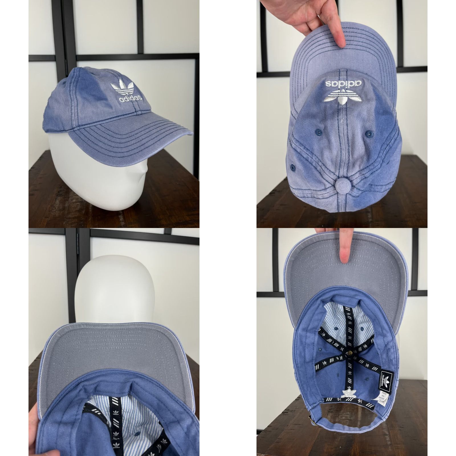 Adidas Adidas Hat Cap Strap Back Womens One Size Blue Denim Embroidered Cotton Twill Size ONE SIZE - 8 Thumbnail
