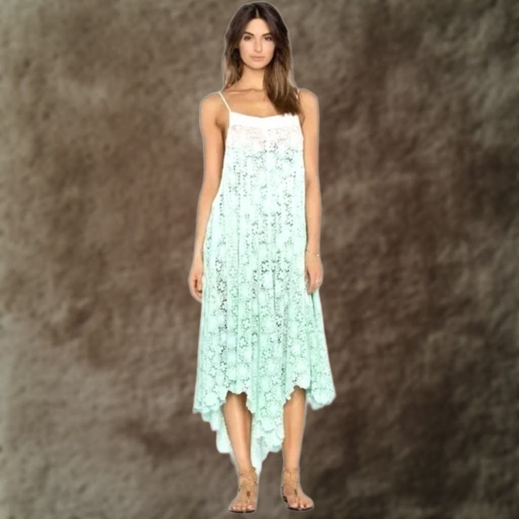 Vintage 6 Shore Road By Pooja Southbay Lace Cover Up Green Crochet Beach Womens Small Size ONE SIZE - 1 Thumbnail