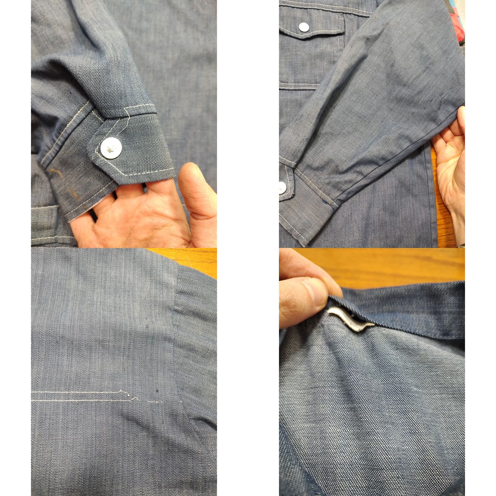 Denime VINTAGE Denim Chore Jacket XL Men Mid-Length Snap Button Military Style Workwear USA 80s Blue Size US XL / EU 56 / 4 - 8 Thumbnail