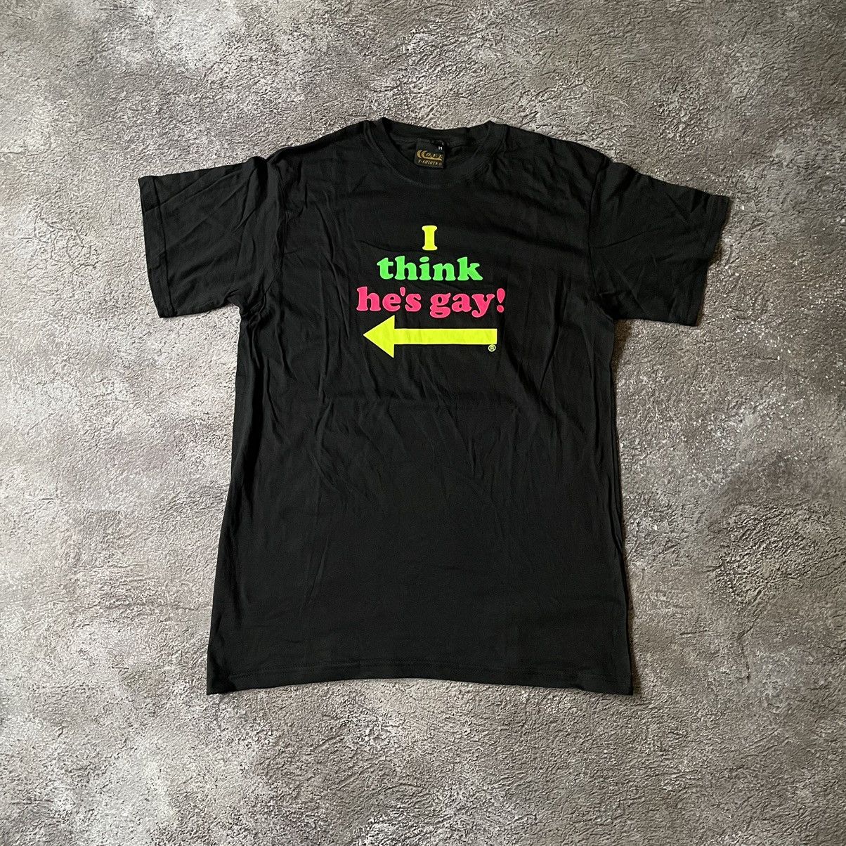 Vintage Vintage Y2K Graphic Tee Think Hes Gay Black Goth Grail M Size US M / EU 48-50 / 2 - 3 Thumbnail