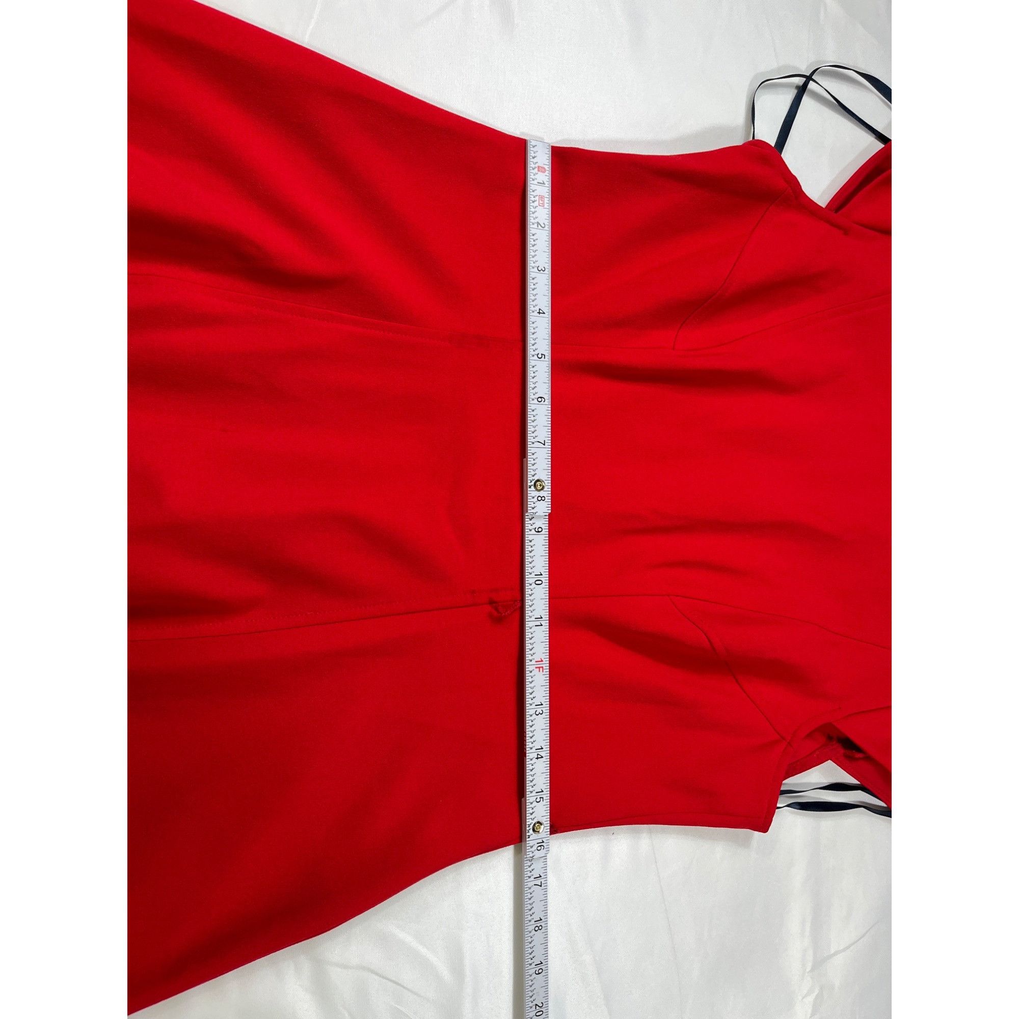Tommy Hilfiger Tommy Hilfiger SKU 7616 Red Midi Dress With Cap Sleeves Size Size L / US 10 / IT 46 - 3 Thumbnail