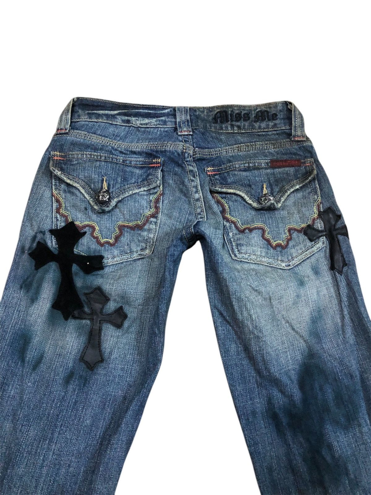 Designer × Japanese Brand × Miss Me Vintage Miss Me Denim Jeans Leather Cross Patches Size 28" / US 6 / IT 42 - 18 Thumbnail