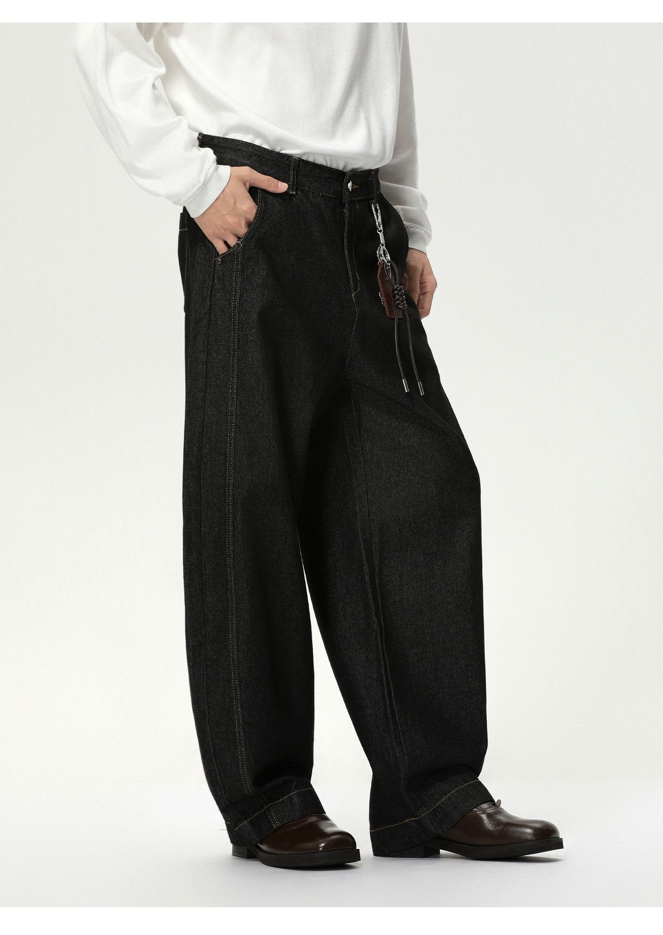 Japanese Brand Men's American Retro Wide-Leg Casual Curved Jeans Size US 32 / EU 48 - 4 Thumbnail