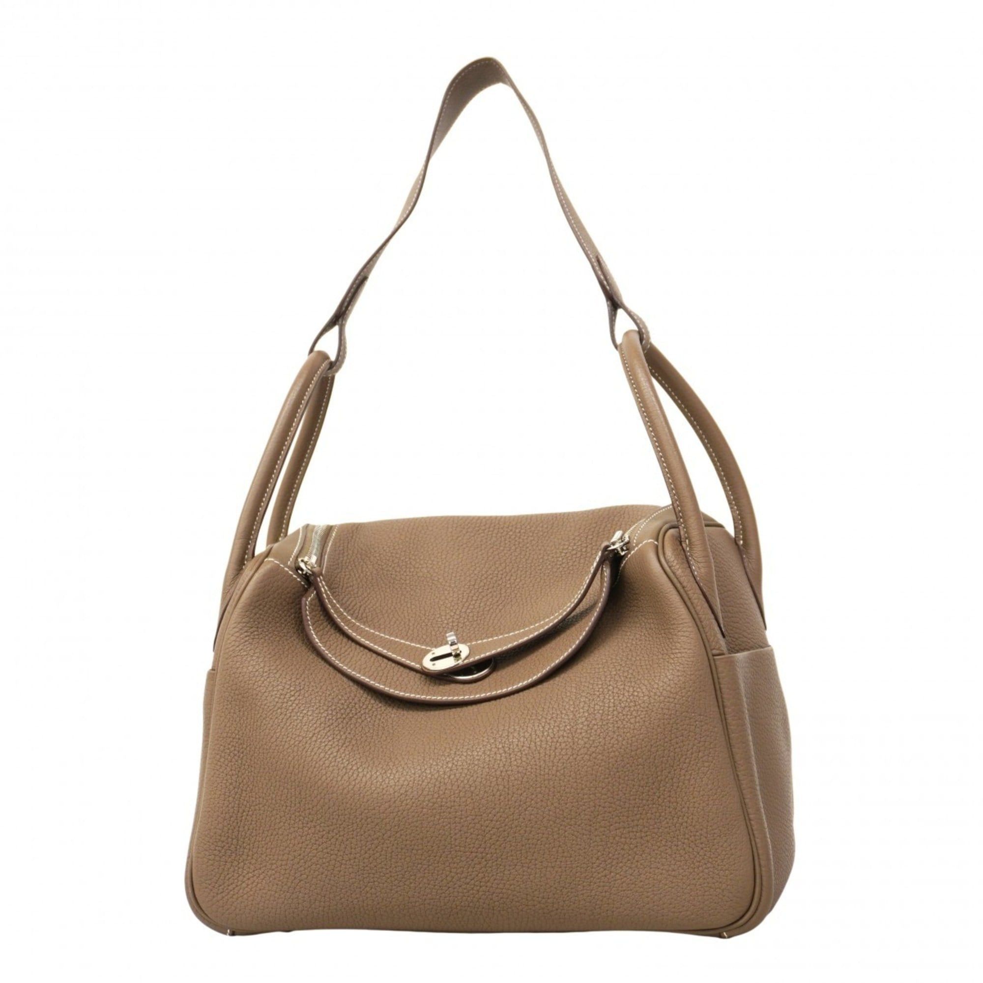 Hermes Hermès Lindy 30 Handbag in Taurillon Clemence Etoupe with X Stamp for Women