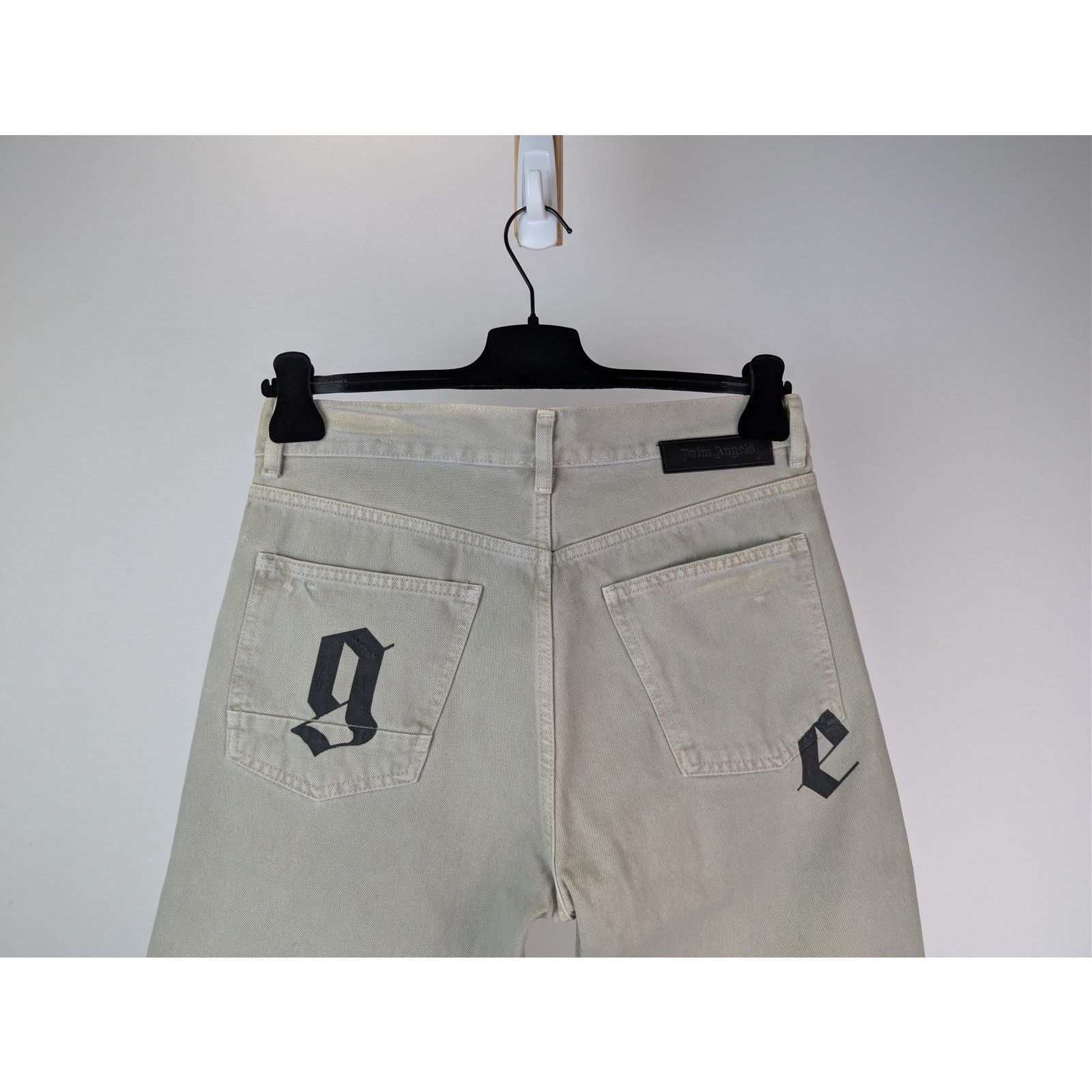 Palm Angels o1rshd1 Bull Logo Patch 5 Pockets Denim Pants in Light Beige Size US 31 - 13 Thumbnail