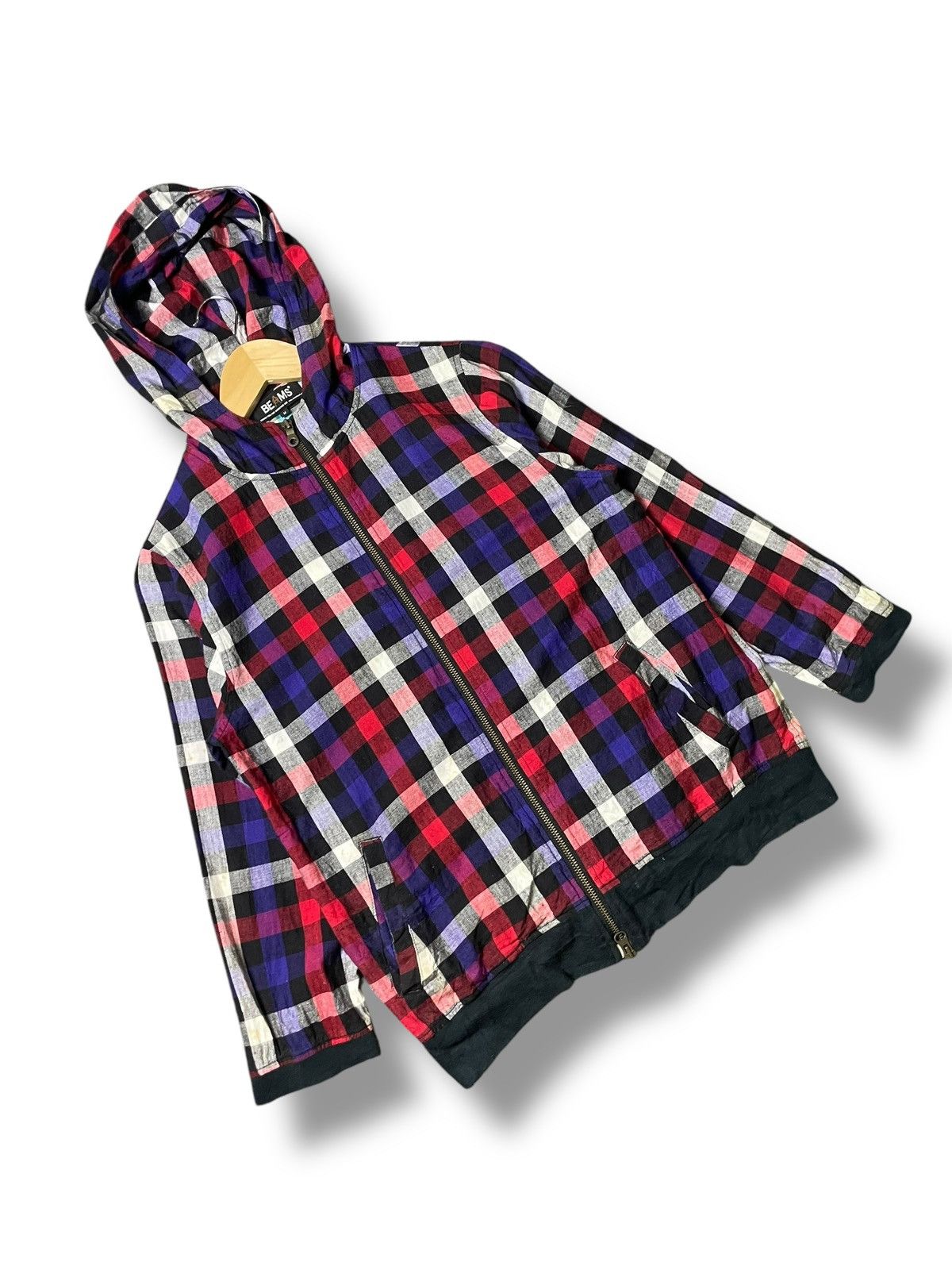Beams Japan × Japanese Brand BEAMS Brand Checked Cotton Zipper Hoodie (62) Size US M / EU 48-50 / 2 - 4 Thumbnail