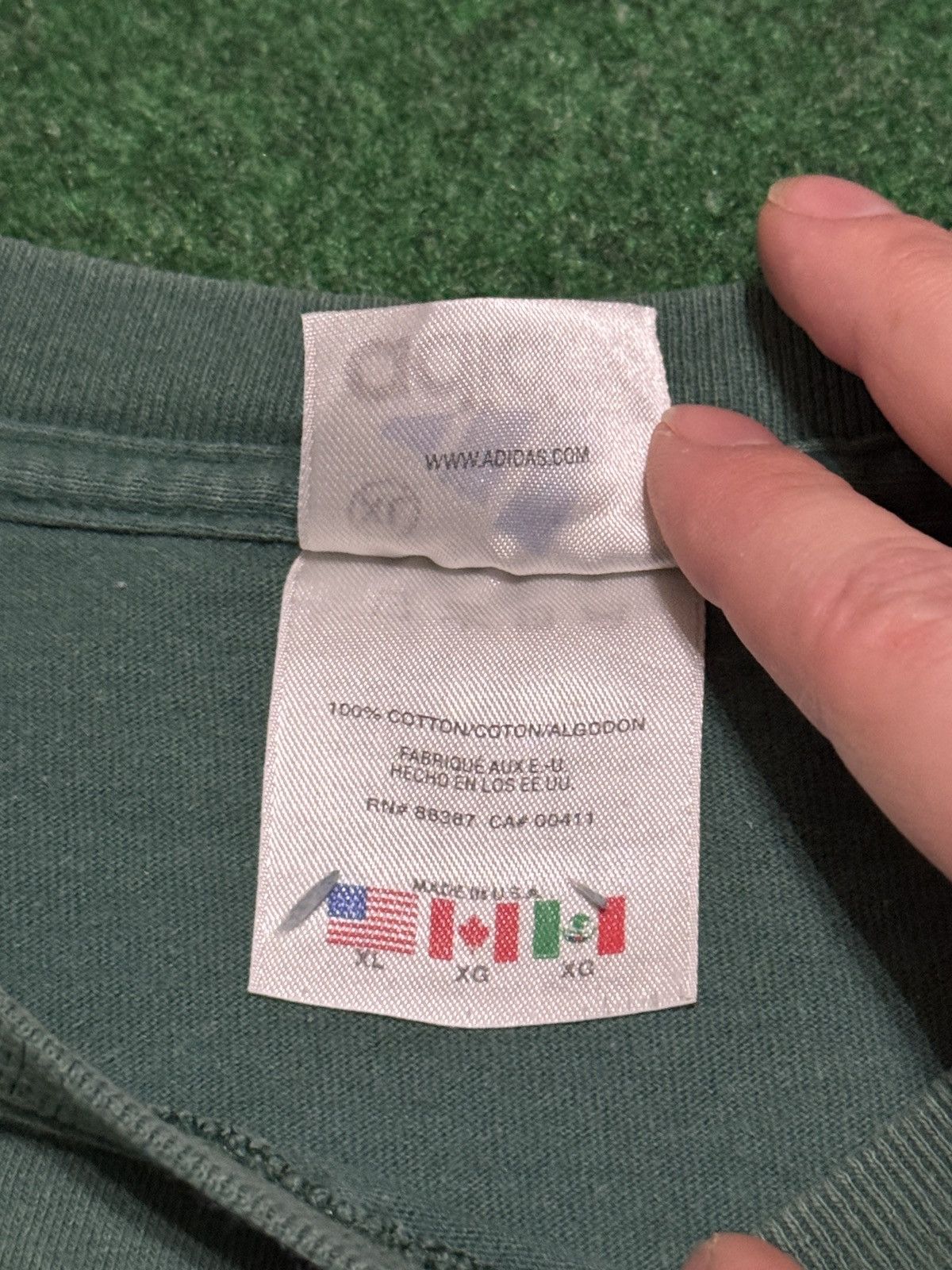 Adidas Vintage 90s Adidas Green Faded XL USA Made 3 Stripe T Shirt Size US XL / EU 56 / 4 - 5 Thumbnail
