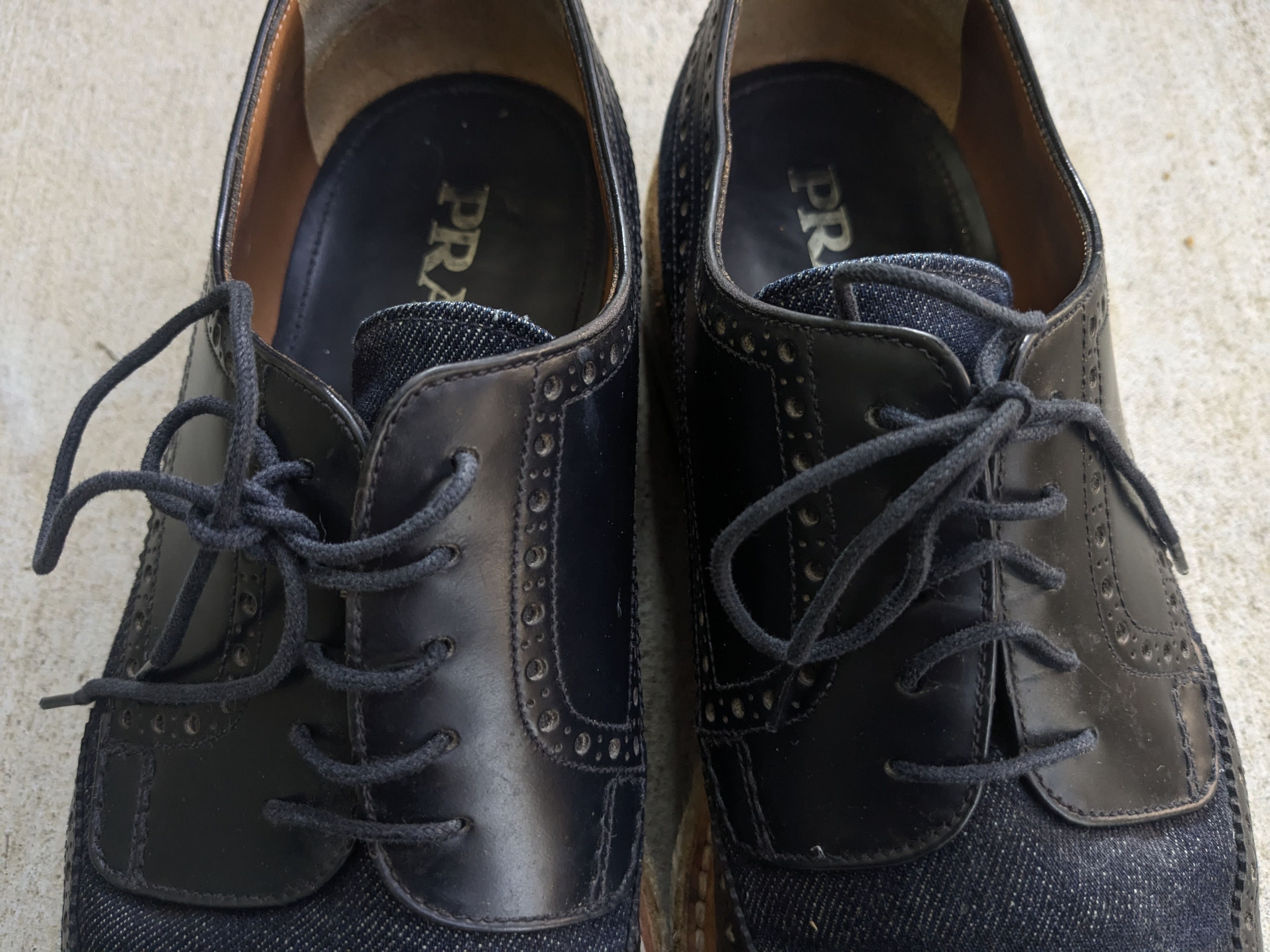 Prada Prada Brogues Wingtip Sneakers 9 Canvas Leather Platform Size US 9 / EU 42 - 5 Thumbnail