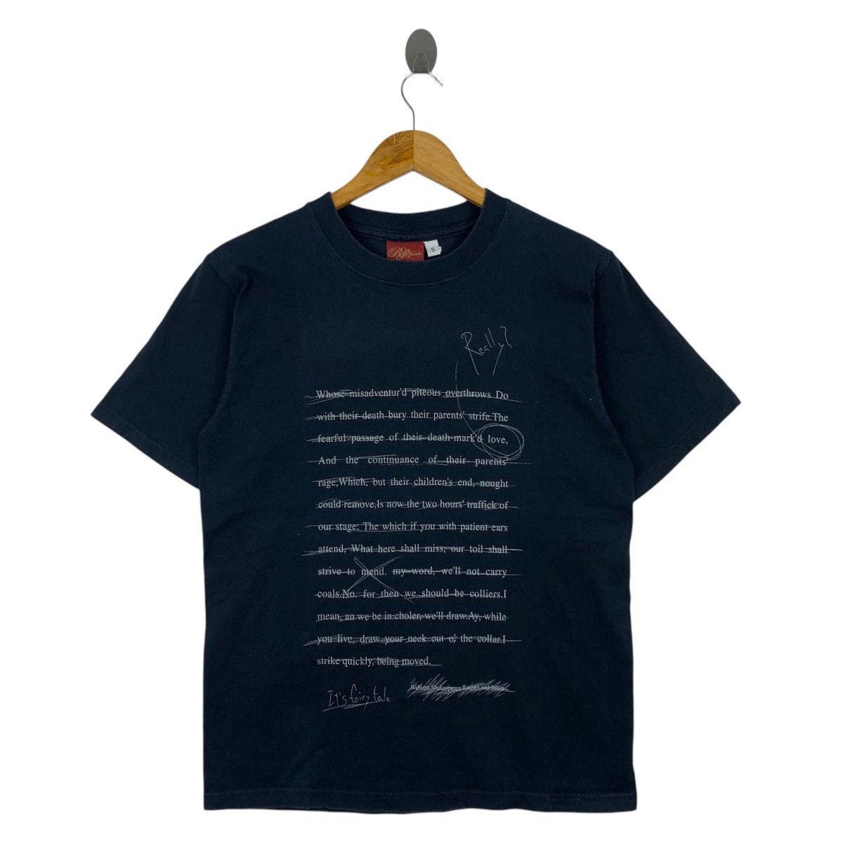 Vintage REF CEMENT William Shakespeare Poem Print Black Short Shirt Size US S / EU 44-46 / 1 - 1 Thumbnail