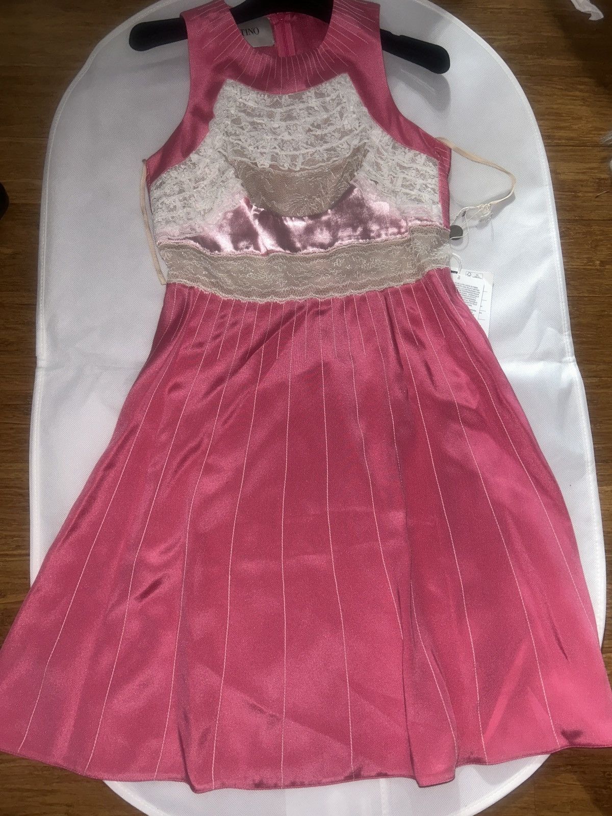 Valentino VALENTINO GARAVANI Lace-paneled silk mini Dress Pink size 38 Size XS / US 0-2 / IT 36-38 - 5 Thumbnail