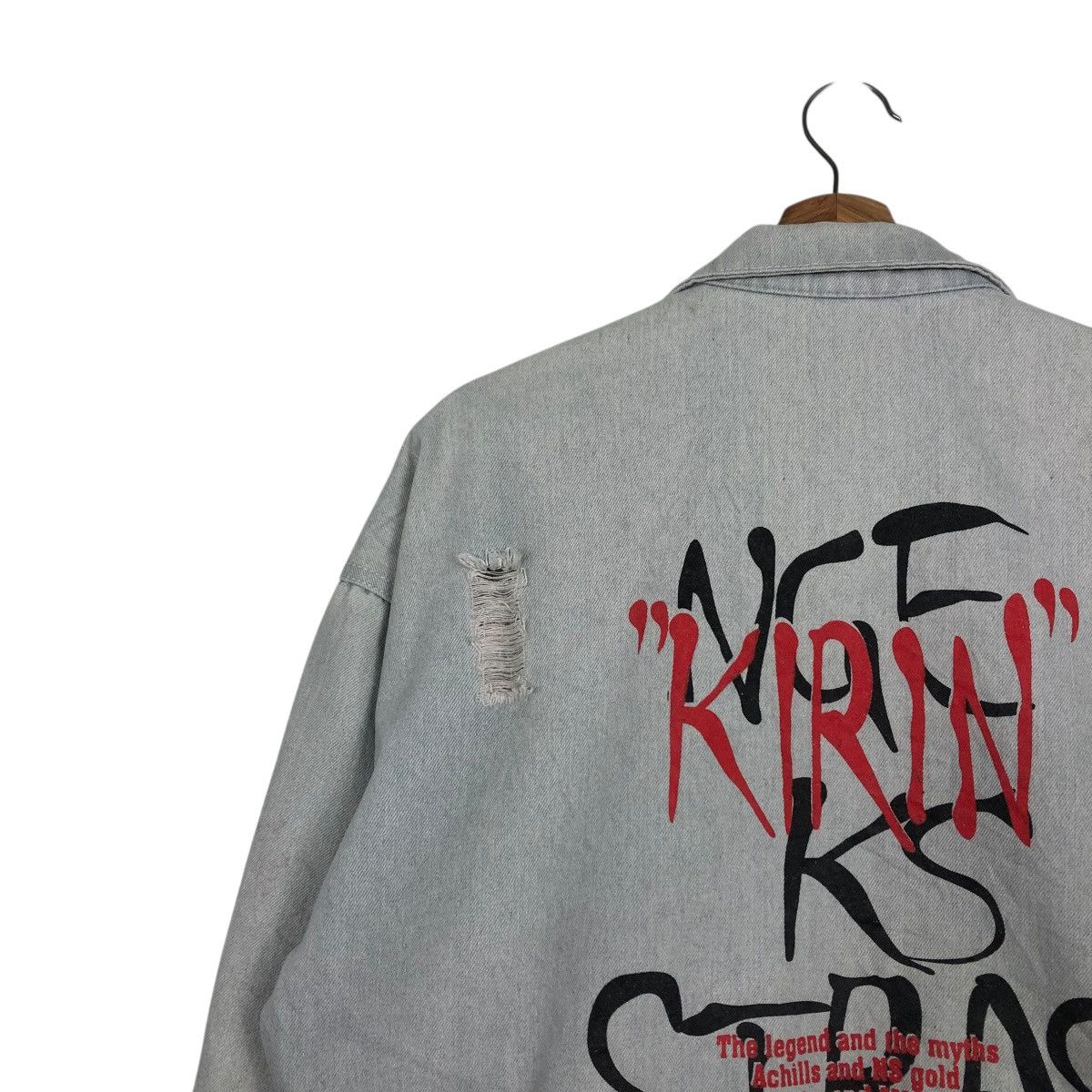 Japanese Brand 🔥VINTAGE DENIM JACKET BIKER UNBRANDED BIG LOGO BACK HIT Size US M / EU 48-50 / 2 - 16 Thumbnail