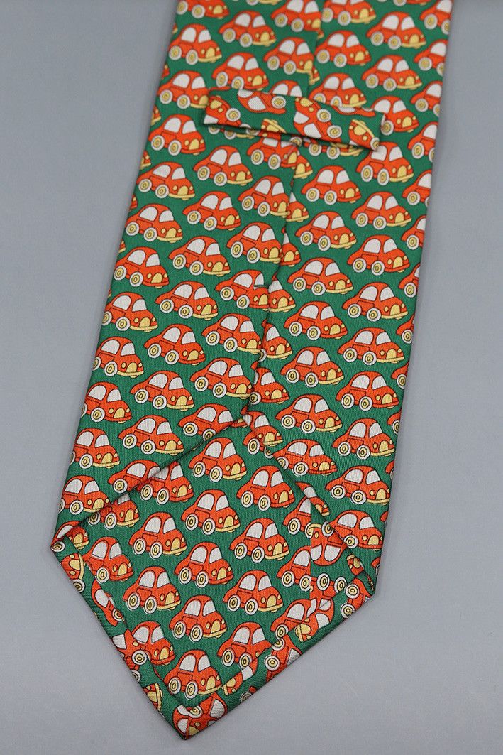 Nazareno Gabrielli Vintage Nazareno Gabrielli Tie with Red Cars on Green Size ONE SIZE - 2 Thumbnail