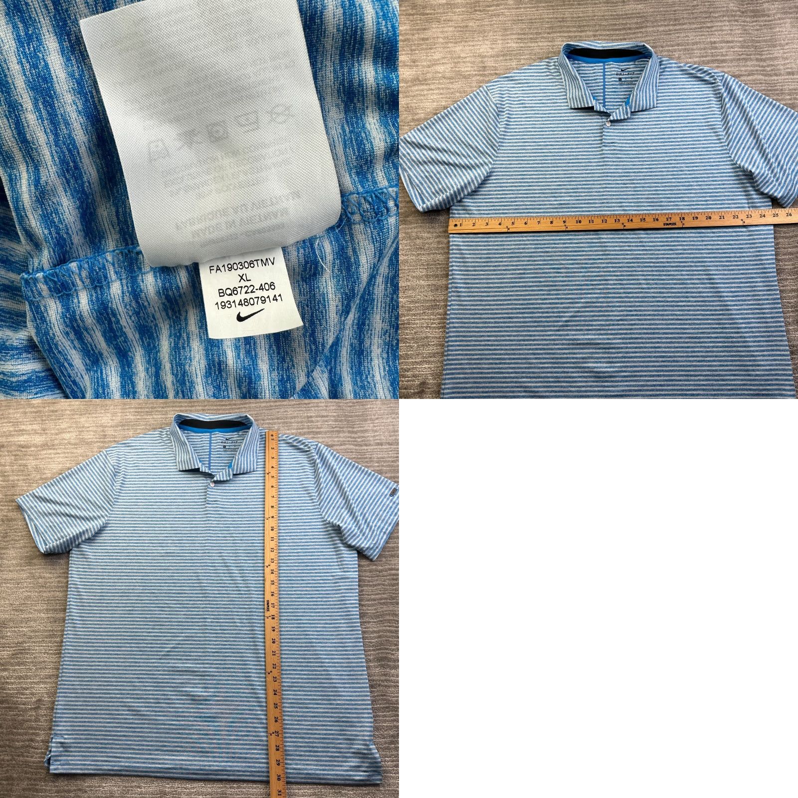 Nike Nike Tiger Woods Polo Shirt Mens Extra Large Blue Dri Fit Vapor Dry Stripe Size US XL / EU 56 / 4 - 8 Thumbnail