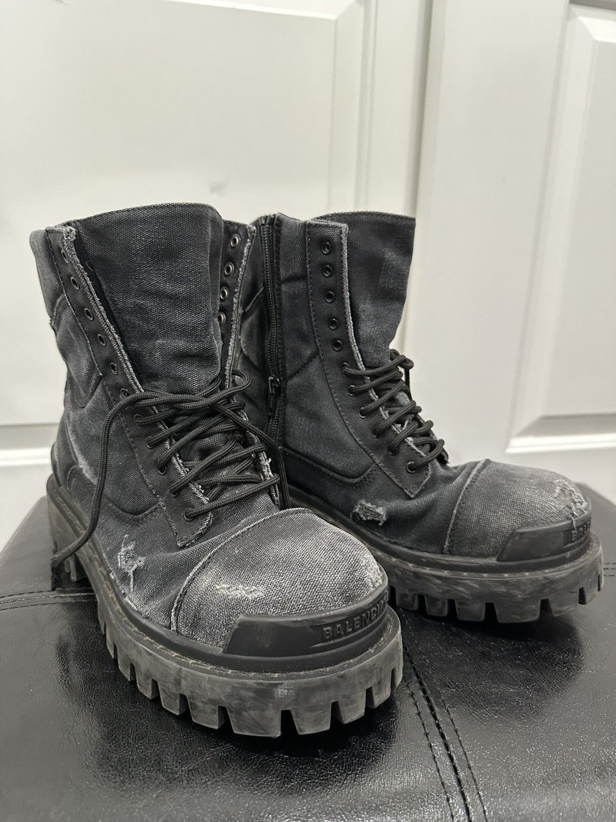 Balenciaga OG Balenciaga Black Combat Strike Boots Size US 5.5 / EU 38 - 1 Thumbnail