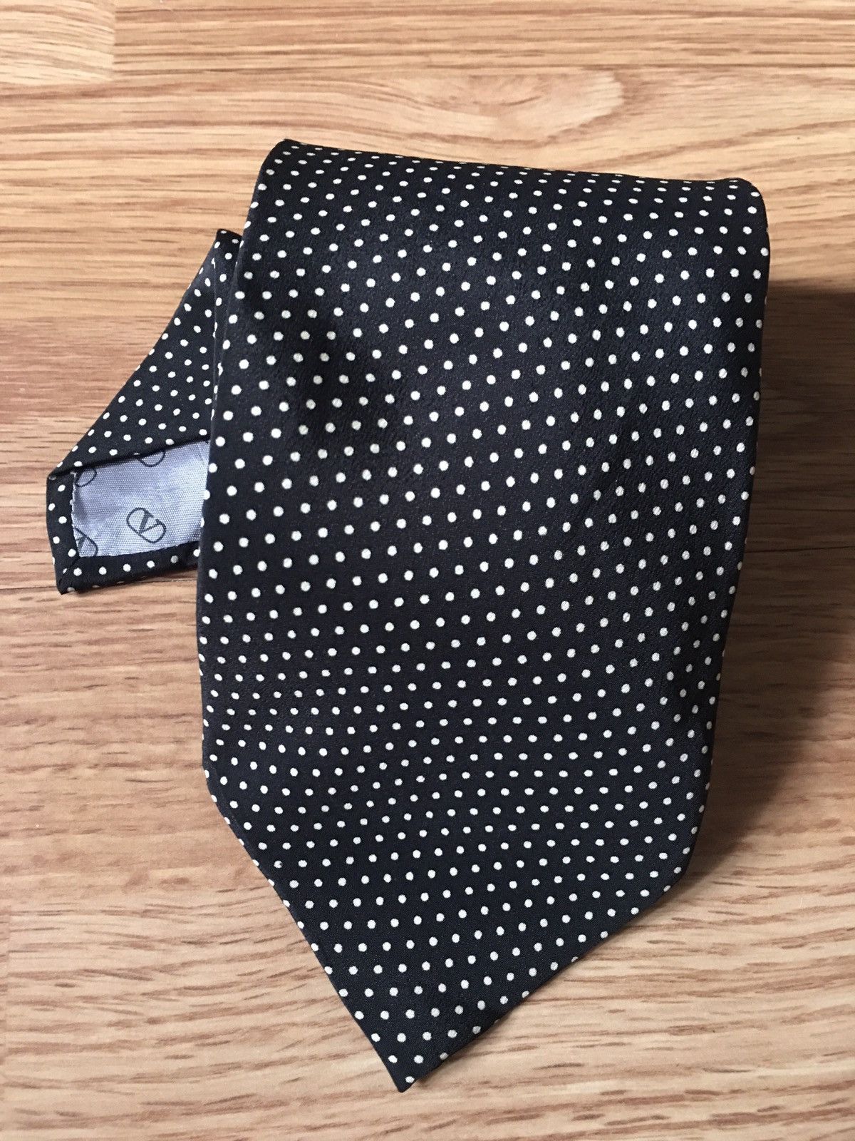 Giovanni Valentino × Valentino VALENTINO Black White Polka Dots Italy Silk Mens Tie Size ONE SIZE - 1 Thumbnail