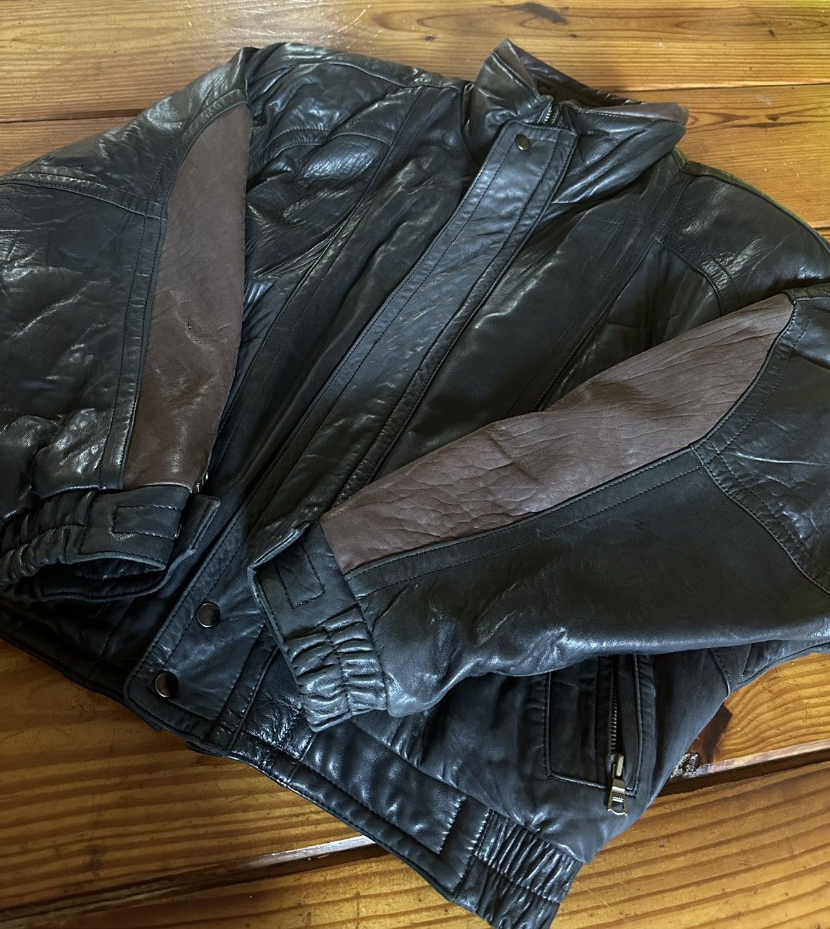 image of Genuine Leather x Leather Jacket Pelle Studio Black/brown Leather Jacket, Men's (Size Large)