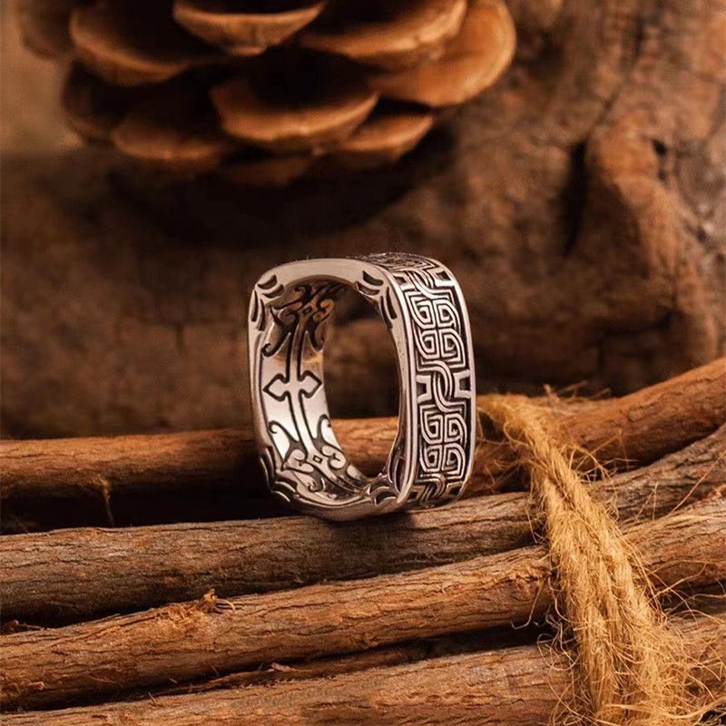 Jewelry × Vintage SIZE 10 Irish Crazy Celtic Knot Square Vintage Ring Size ONE SIZE - 4 Thumbnail