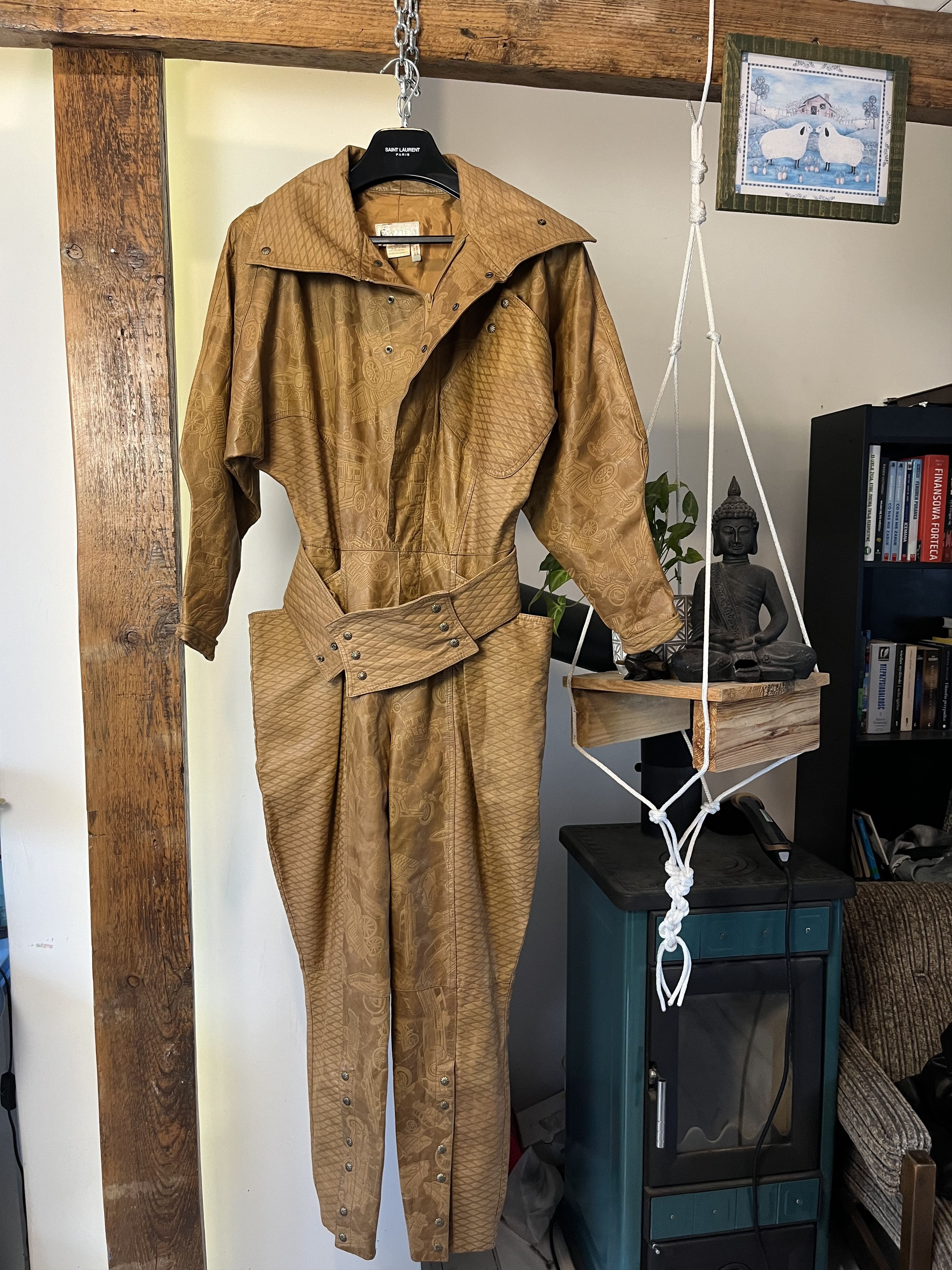 Japanese Brand × Vintage 80s Brazilian Long Lamb Leather Festival Jumpsuits Size US 30 / EU 46 - 2 Thumbnail