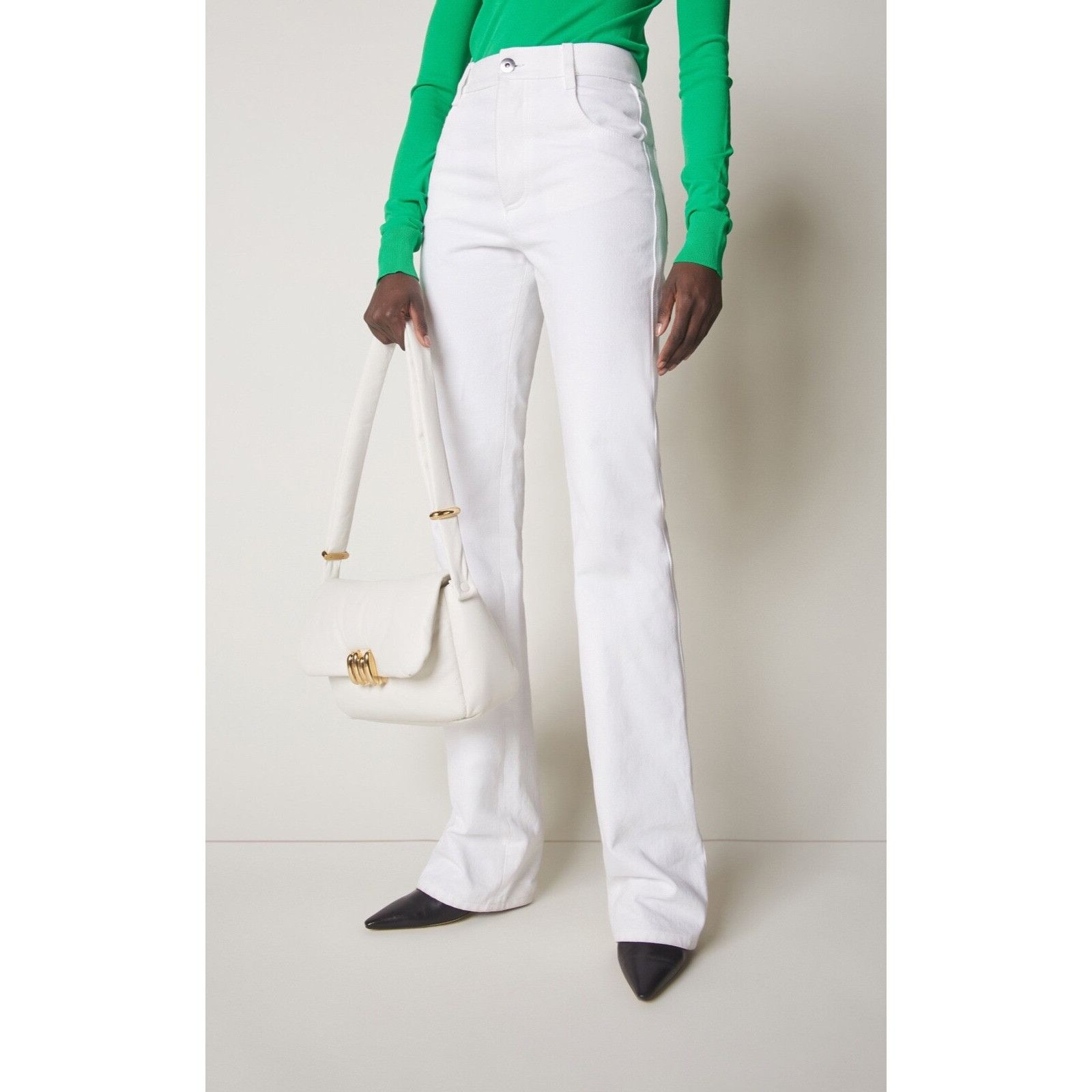 Bottega Veneta High Waist Jeans White Wide Leg Jeans Size 26" / US 2 / IT 38 - 1 Thumbnail