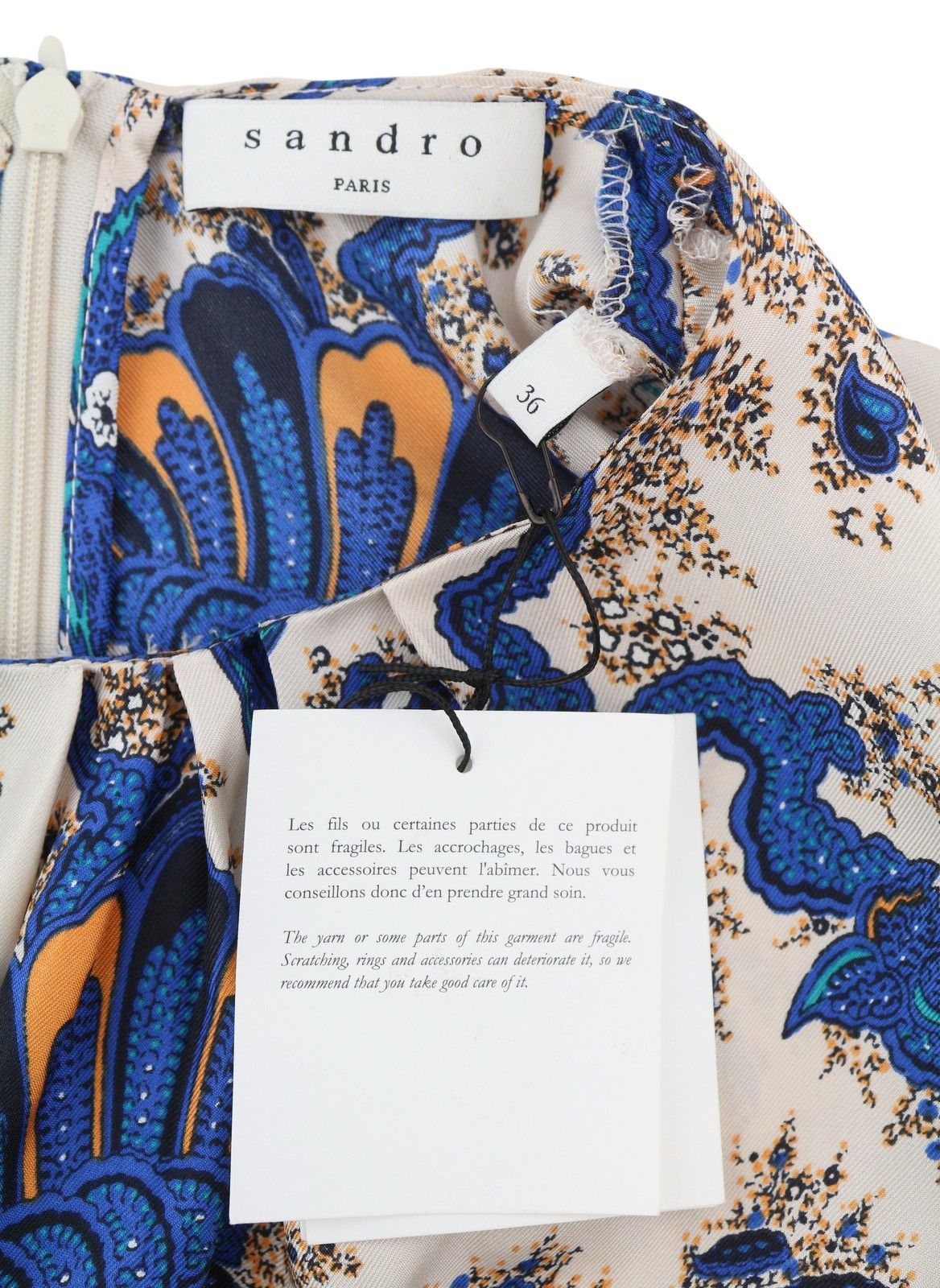 Sandro CARNA 36 S Silk Flower Print Long Sleeve Midi 88491 Size S / US 4 / IT 40 - 9 Thumbnail