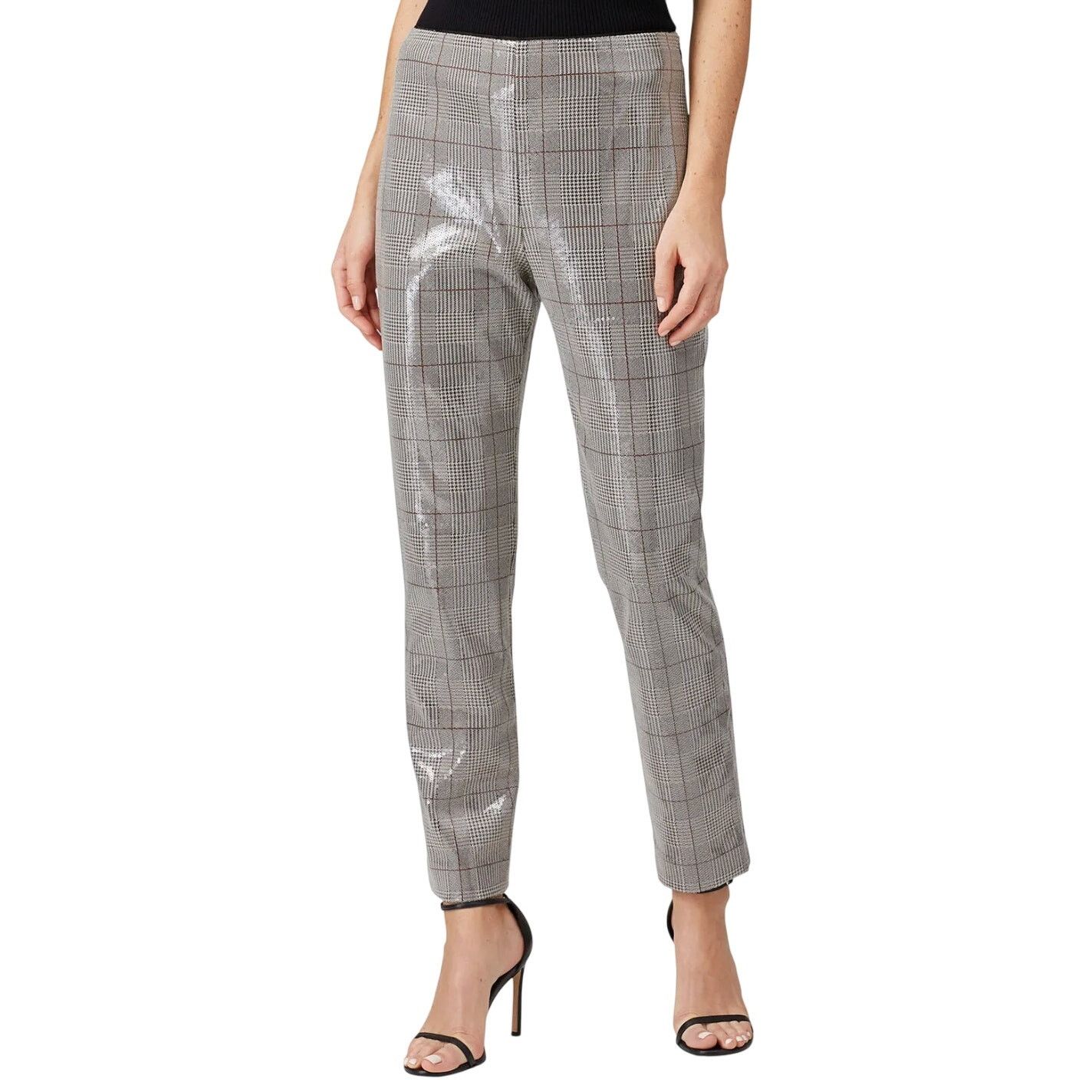 Badgley Mischka Badgley Mischka Sequin Plaid Slim Ankle Pants, Size US 10 Size 32" / US 10 / IT 46 - 2 Thumbnail