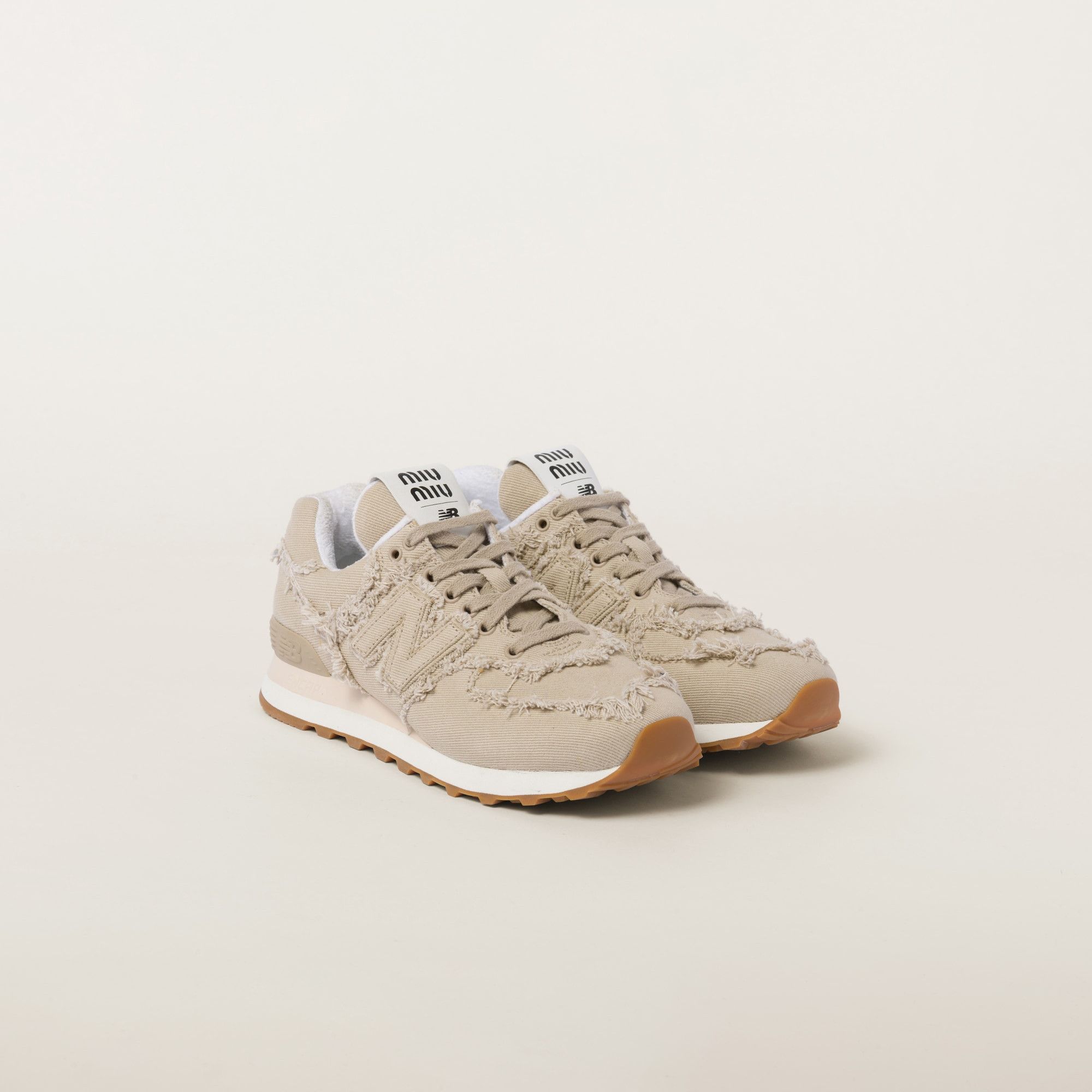 Miu Miu New Balance 574 x Miu Miu denim sneakers Size US 6 / IT 36 - 1 Thumbnail