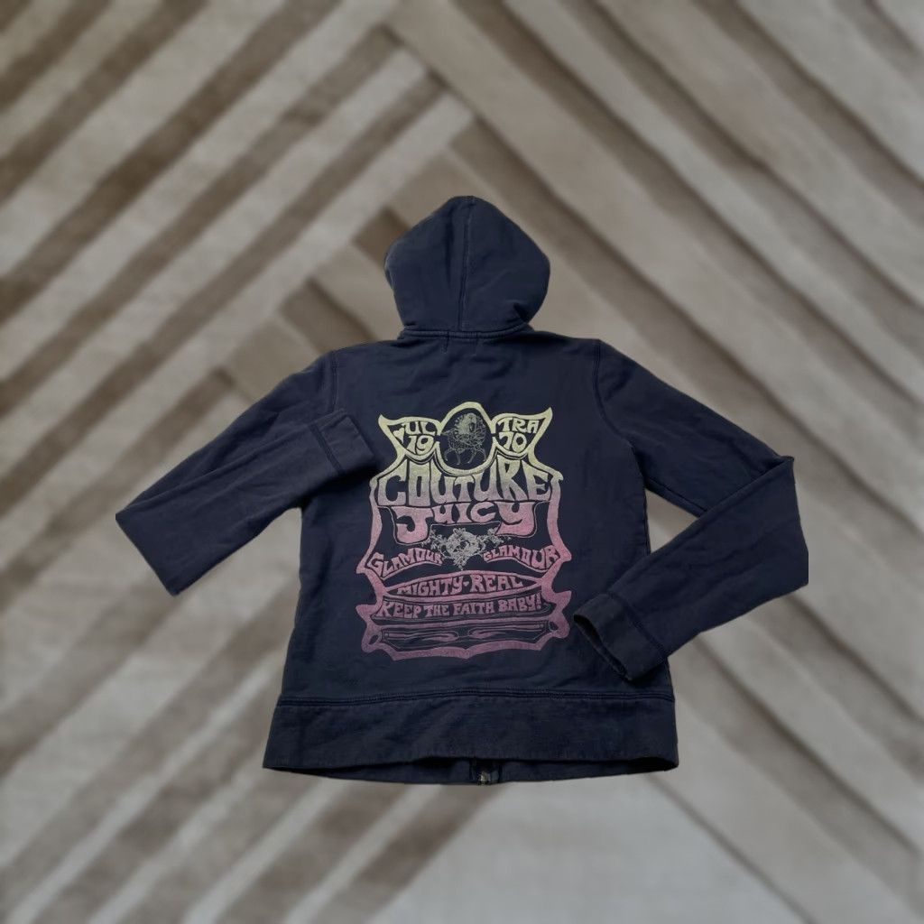 Juicy Couture VINTAGE Juicy Couture Hoodie Full Zip Y2K Barbiecore Velour Blue with Logo Womens M Size M / US 6-8 / IT 42-44 - 1 Thumbnail