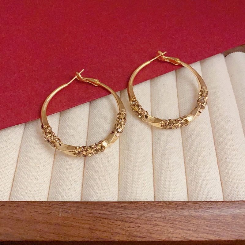 Other Twisted Gold Hoop Earrings for Women Elegant Classic Design Size ONE SIZE - 3 Thumbnail