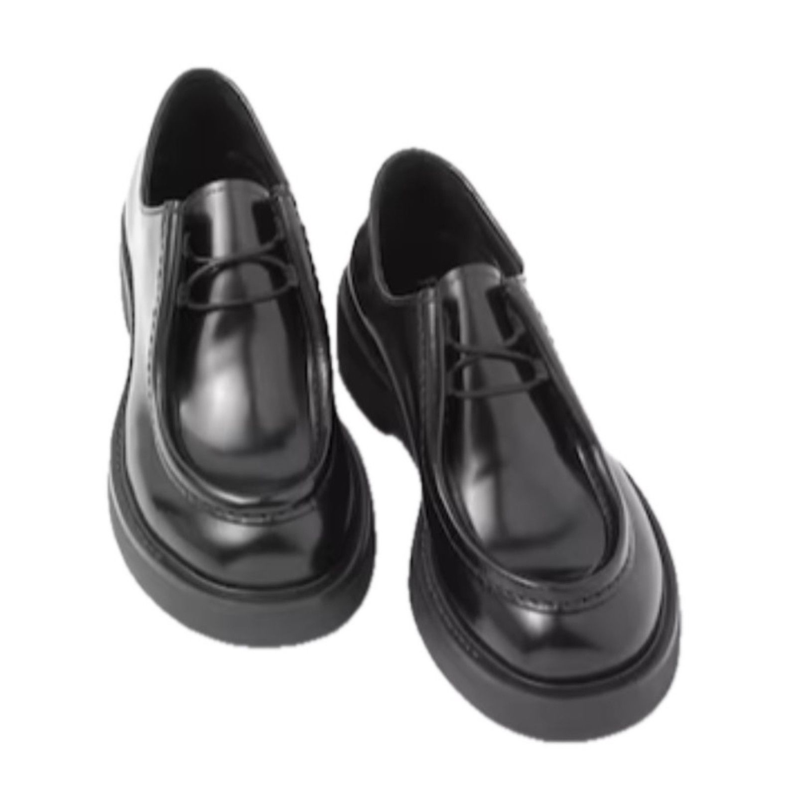 PRADA Men Brushed Leather Loafers Black Lace up 8.5 US 9.5