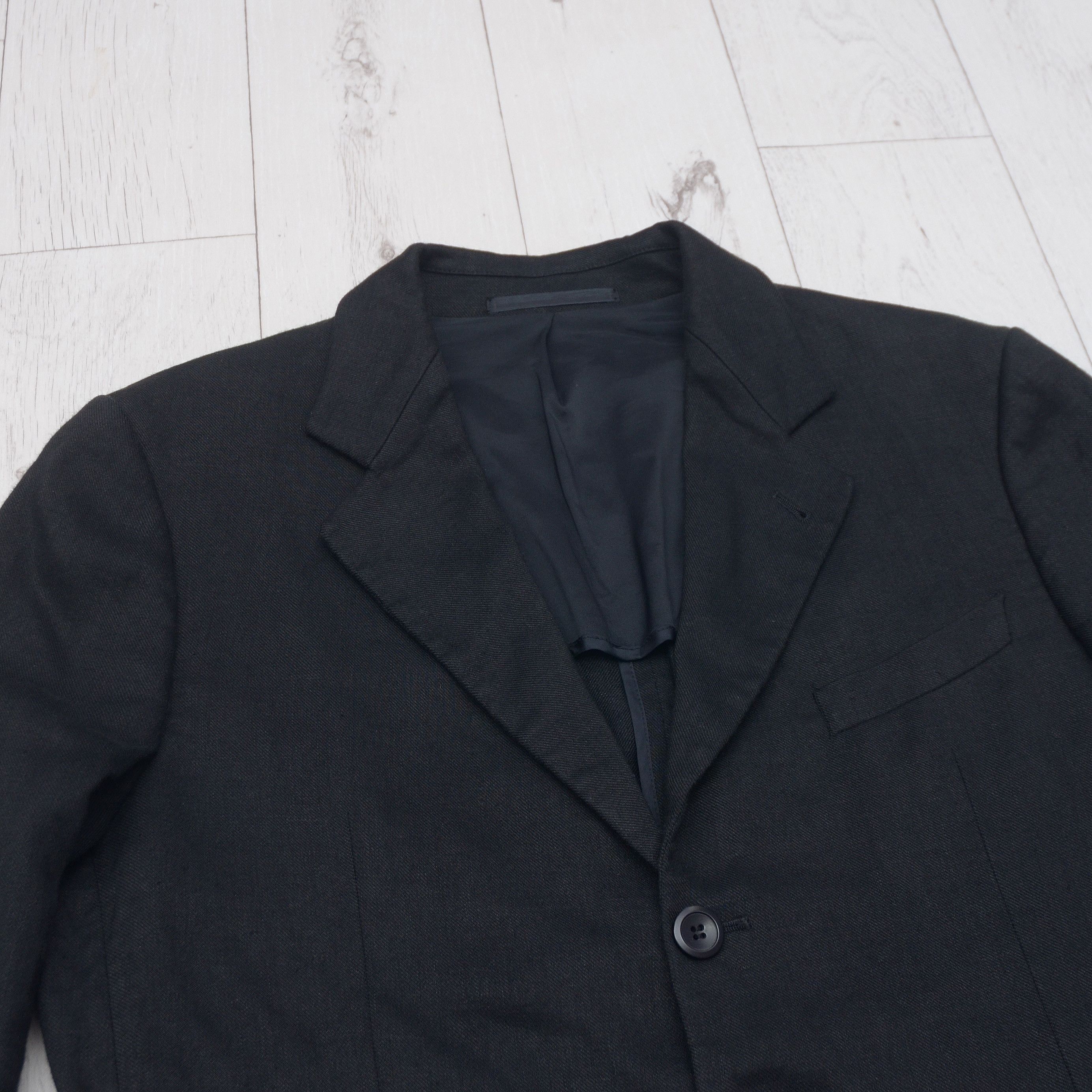 Armani × Armani Collezioni × Giorgio Armani Vintage Luxury Armani Collezioni Linen Casual Blazer Black Size 52L - 5 Thumbnail