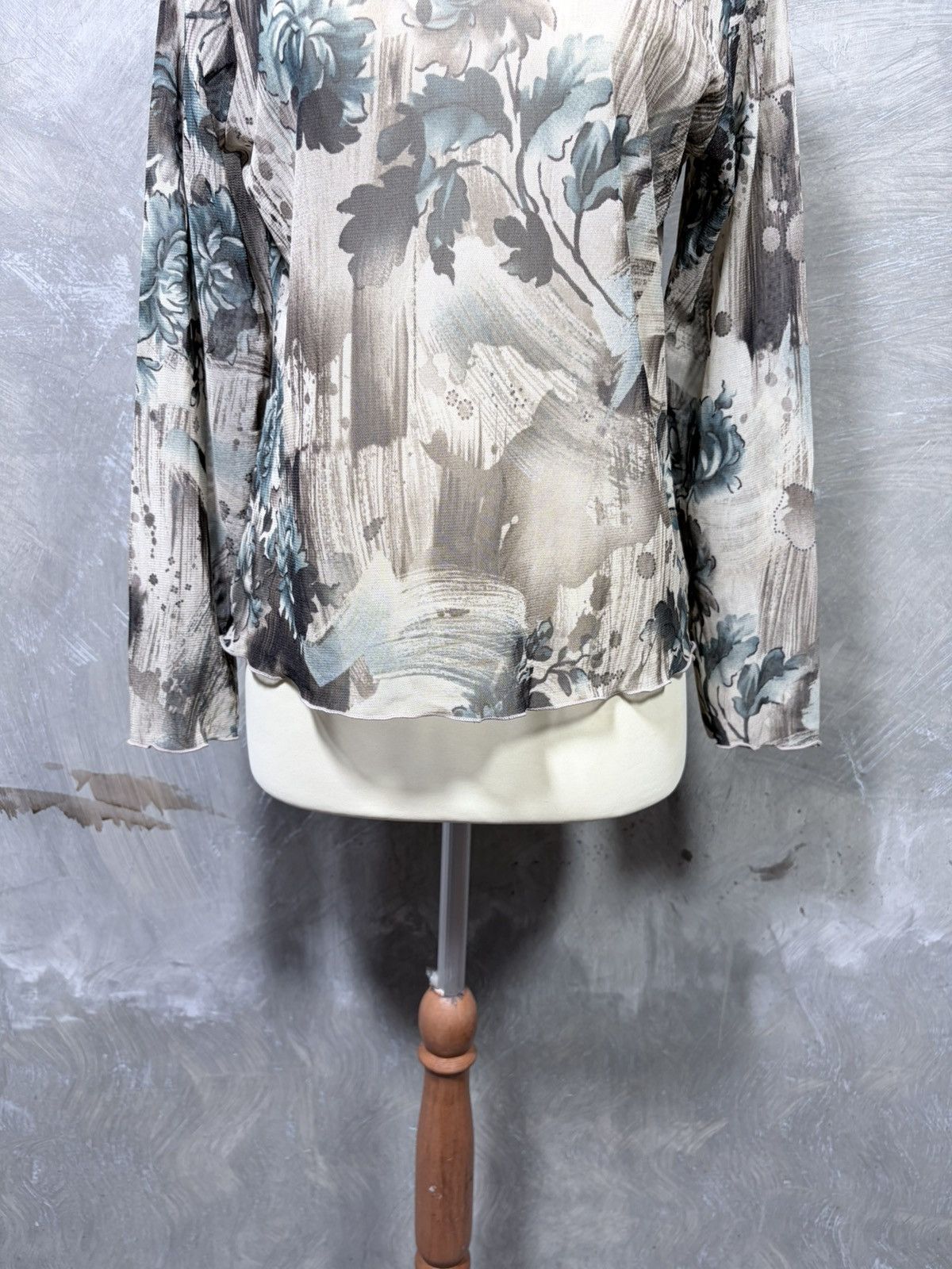 Japanese Brand Y2K Unknown Japanese Flower Pattern Mesh Tops Size M / US 6-8 / IT 42-44 - 3 Thumbnail