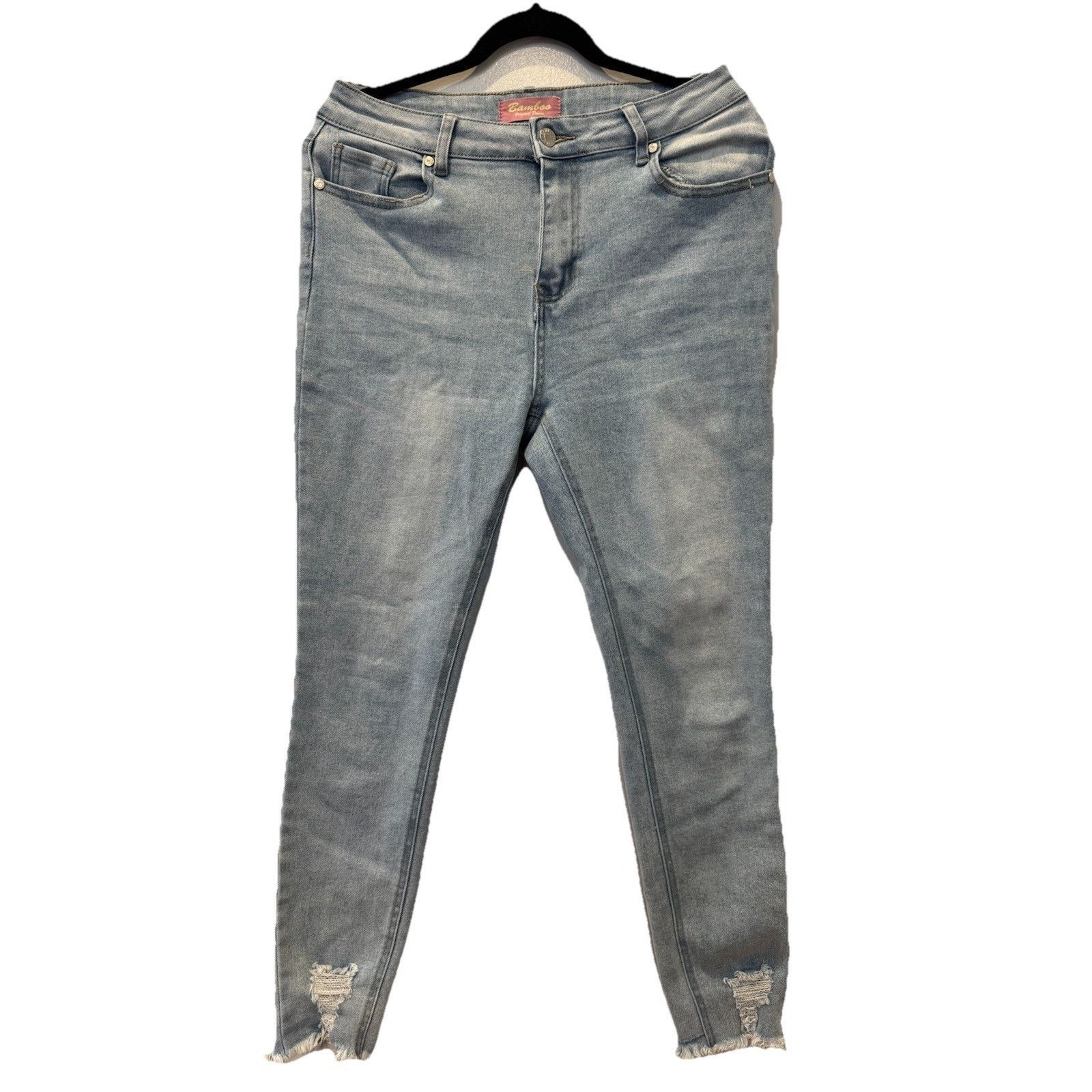 United Bamboo Bamboo Og Denim Skinny Jeans Jr Size 11 Distressed Raw Hem Size 28" / US 6 / IT 42 - 1 Thumbnail