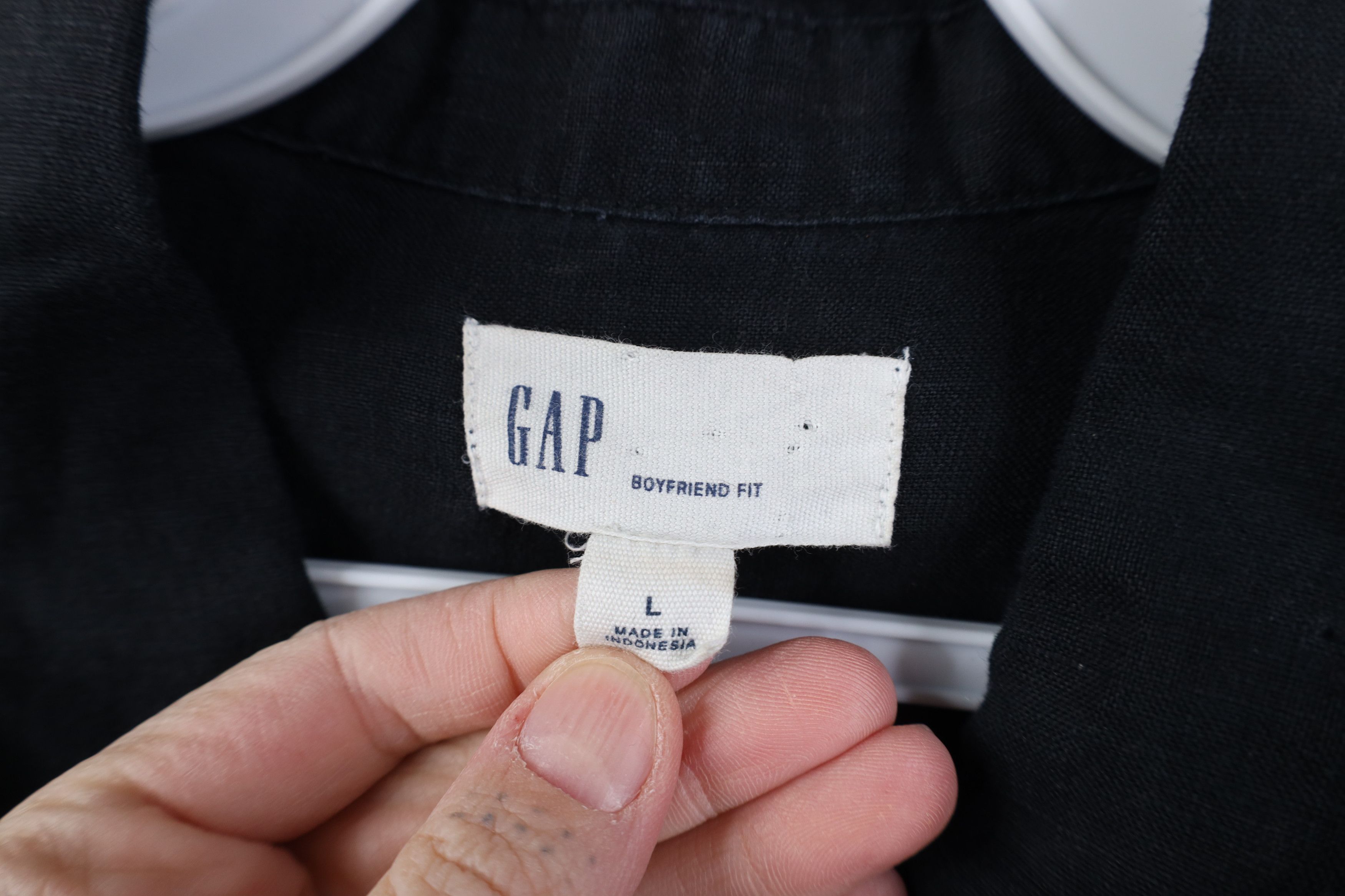 Gap Vintage Y2K Gap Linen Baggy Boyfriend Fit Button Shirt Black Size L / US 10 / IT 46 - 5 Thumbnail